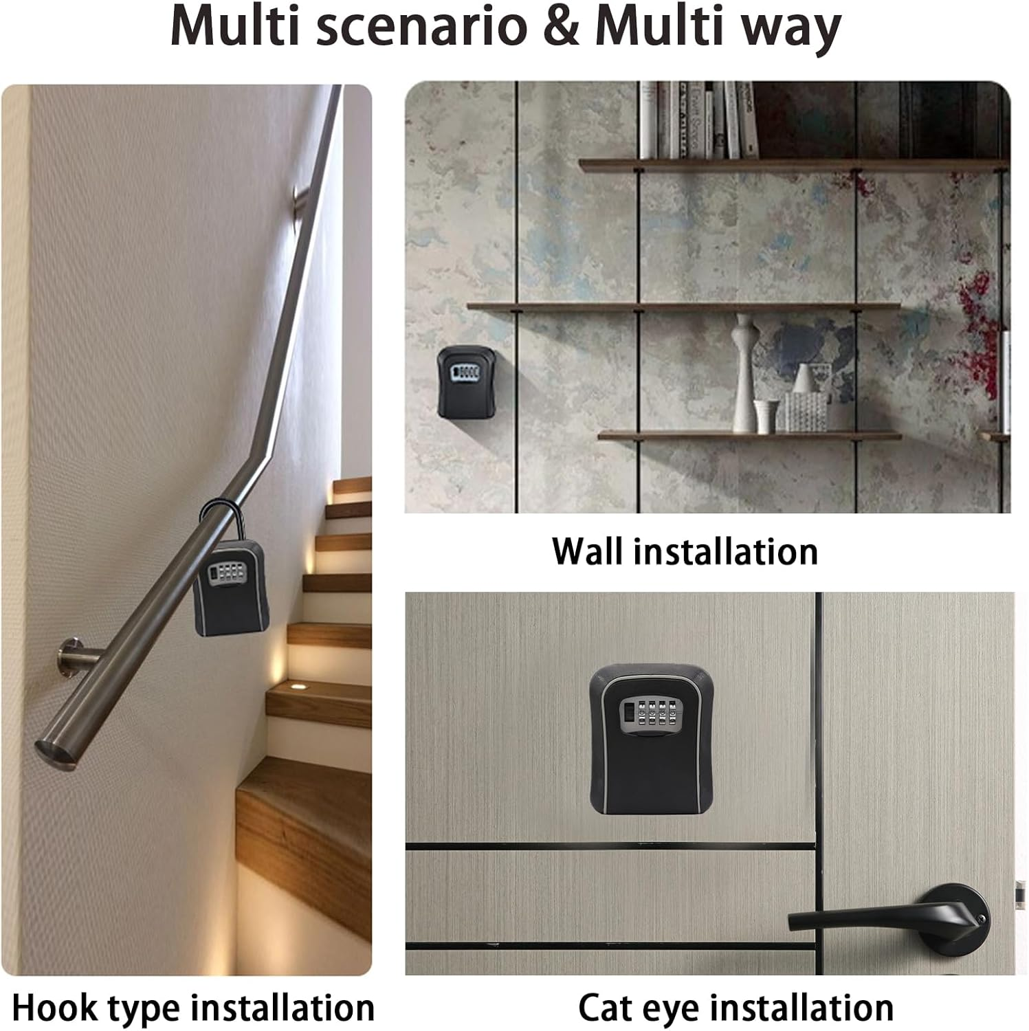 Key Lock Box, Wall Mount & Portable Large Capacity Key Storage Lockbox with 4 Digit Resettable Code, Detachable Shackle and Waterproof Design for Home, Warehouse, Garage, Indoor Outdoor image number 6