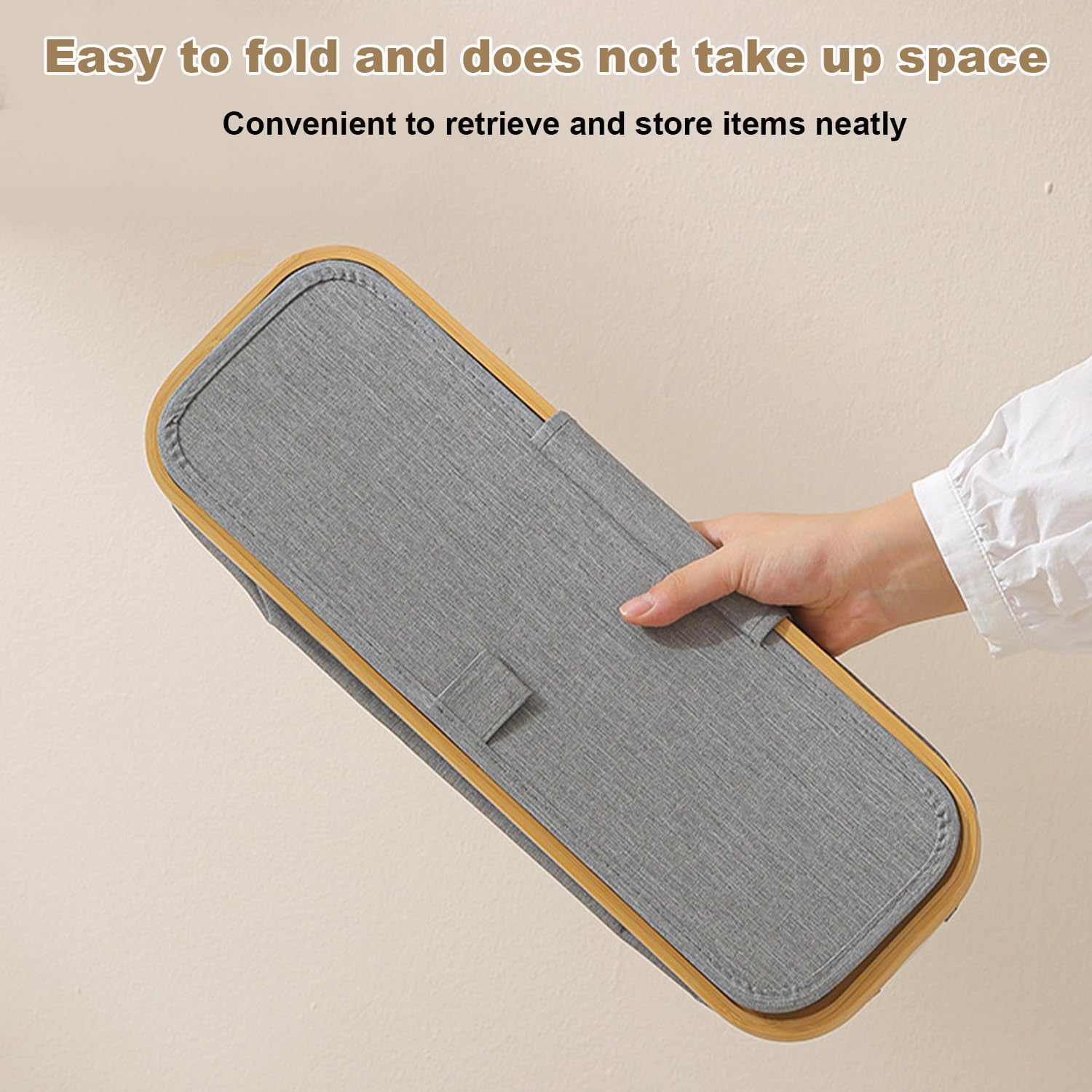 Toilet Paper Storage Basket, Toilet Paper Storage with Lid, Toilet Paper Organizer for Bathroom, Free Standing Toilet Paper Holder, Toilets Holder for up to 12 Rolls, for Bathroom (White) - Grey With Cloth Cover image number 6