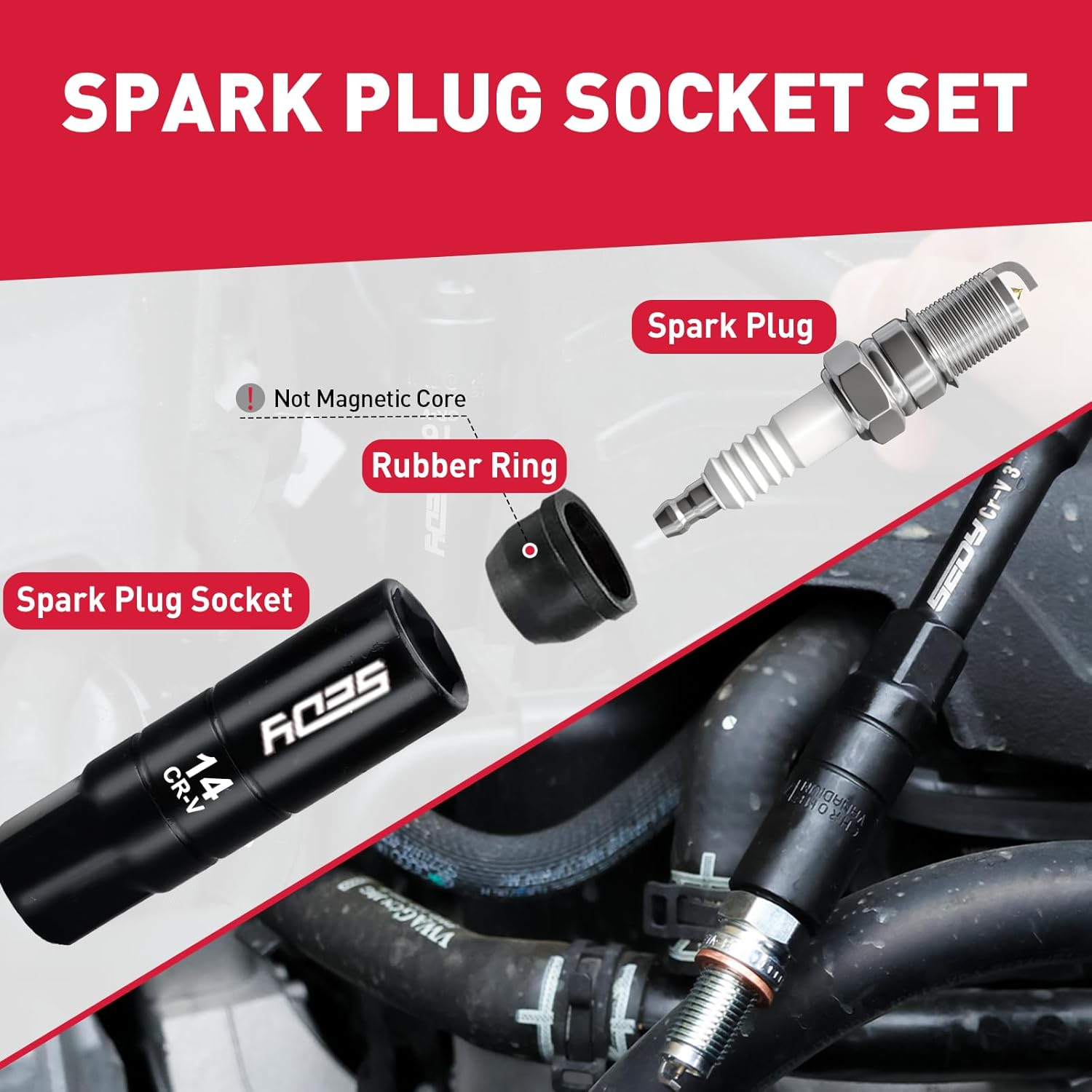 SEDY 96-Piece 3/8" Drive Impact Socket Wrench and Bit Set &ndash; Metric & SAE, CR-V Steel, Spark Plug Sockets, Ratchet & Spinner Handle, Storage Case image number 3