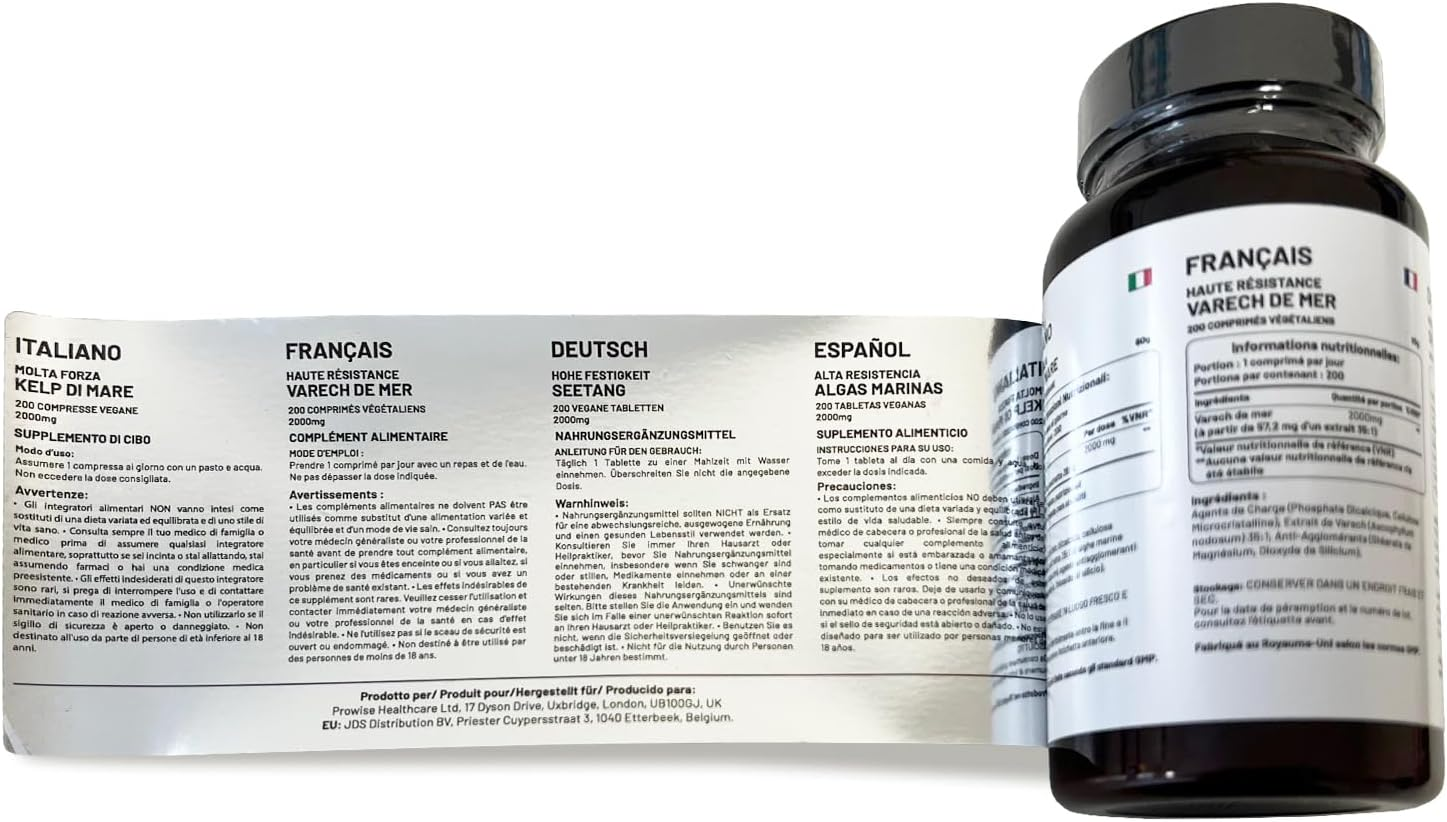 Sea Kelp 2000Mg 200 Vegan Tablets | Natural Source of Iodine | Premium Ingredients | Proudly Made in the UK by Prowise