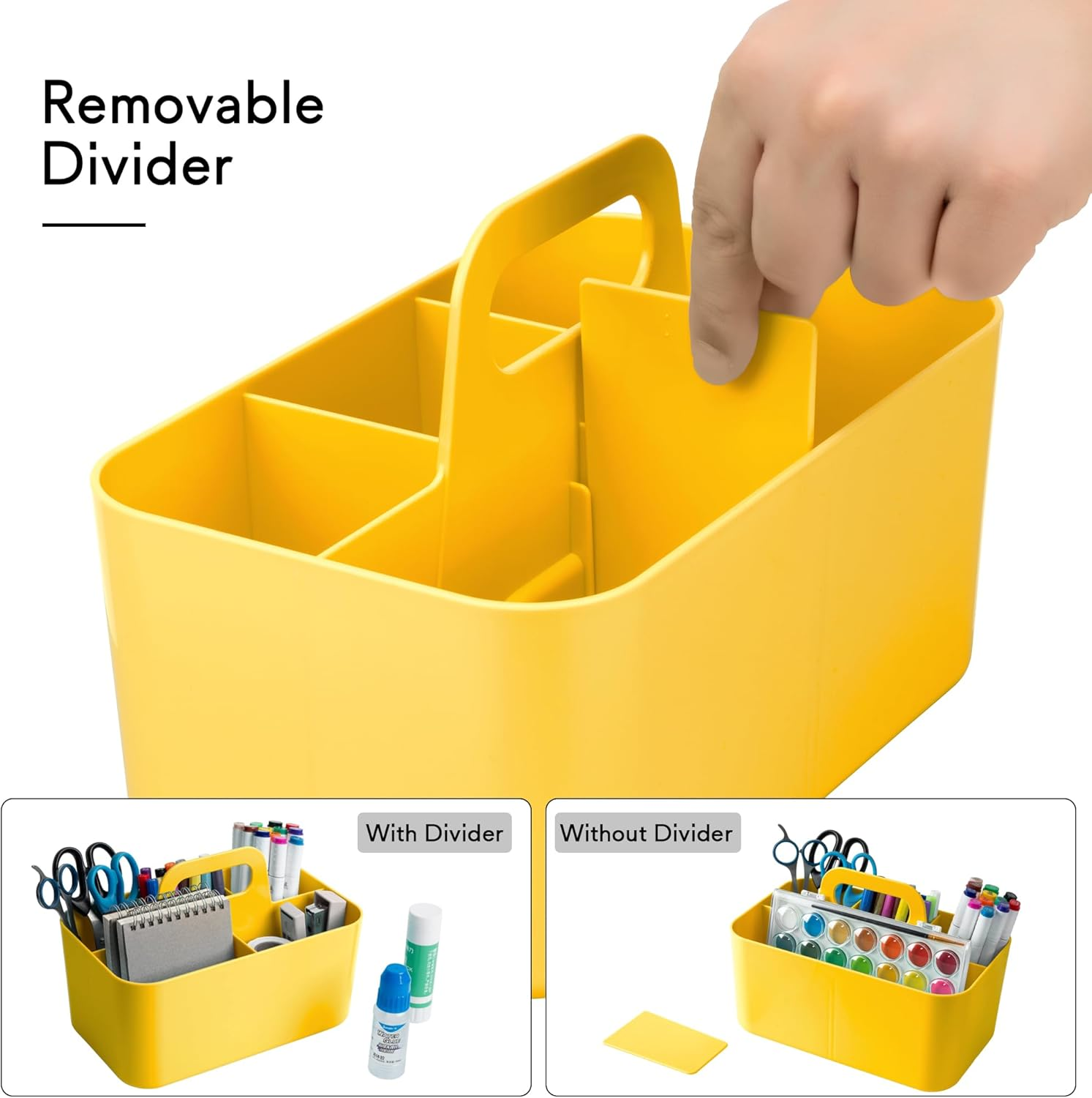 Tiawudi Multipurpose Caddy Organizer, Plastic Caddy with Handle, Stackable Desk Organizer for Stationery, Marker and Pencil, Office Supplies Organizer, Dorm Caddy - Gray image number 5