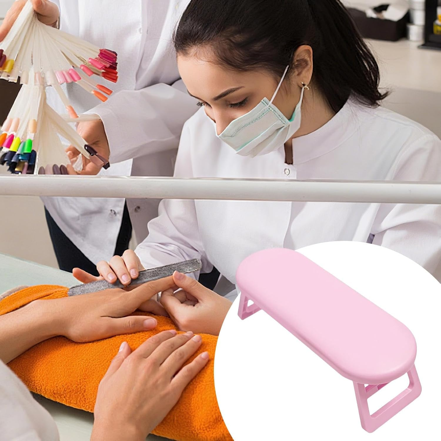 Arm Rest for Nails Tech Portable | Non-Slip Arm Cushion for Manicure | Ergonomic Non-Slip Hand Rest for Home Salon Beginners Professionals Manicure Pedicure Outdoors image number 2
