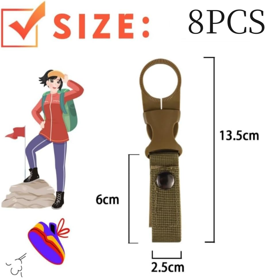 Goxfaca 8PCS Hanging Bottle Buckle Clip,Portable Mineral Water Bottle Ring Holder Outdoor Portable Water Bottle Ring Holder for Outdoor Camping Hiking Traveling image number 3
