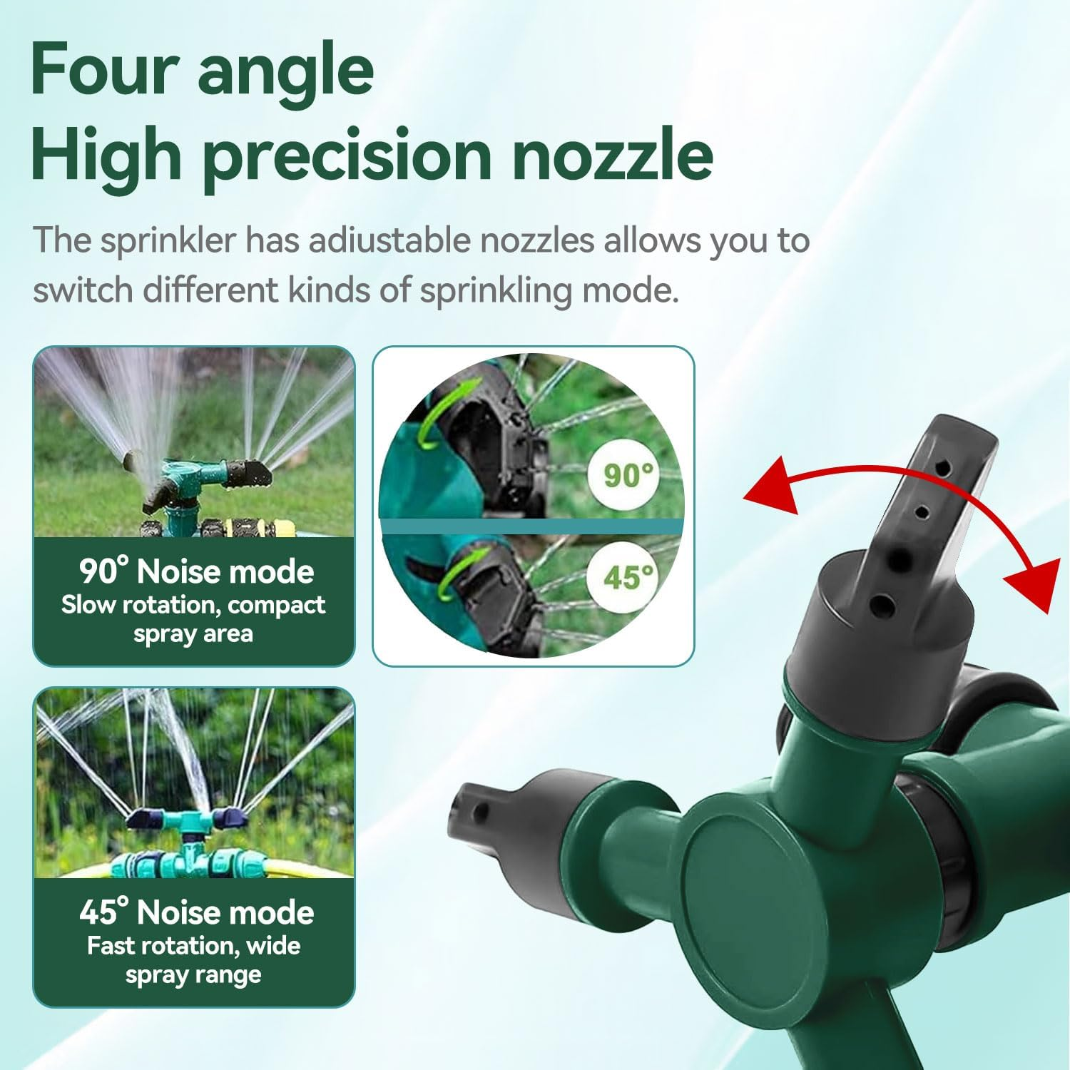 Proxima Direct 2 Pack Yard Sprinkler 360&deg; Rotating Lawn Sprinkler with up to 3,000 Sq. Ft Coverage - Adjustable, Weighted Gardening Watering System (Green) image number 2
