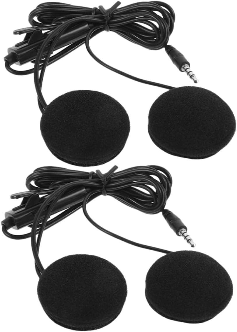 FUNOMOCYA 2Pcs Motorcycle Helmet Headset In-Ear Earphones with Microphone for Rider Navigation Communication Black image number 1