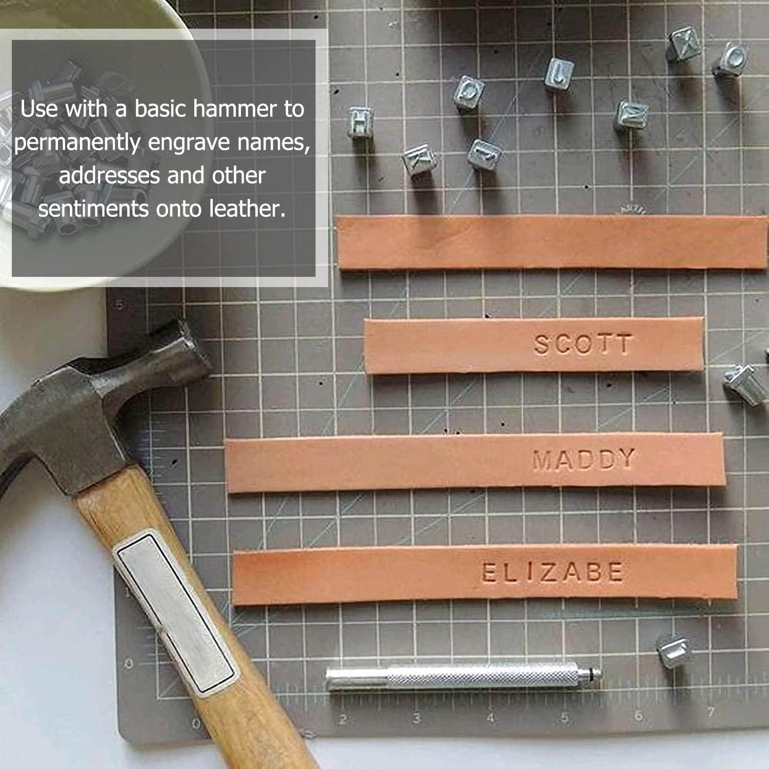 YUENTOEN 36Pcs Leather Stamping Tool, Alphabet and Number Stamp Kit, 6Mm Leathercraft Alphabet Punching Tools with anti Slip Handle Leather Art Craft Tools image number 1