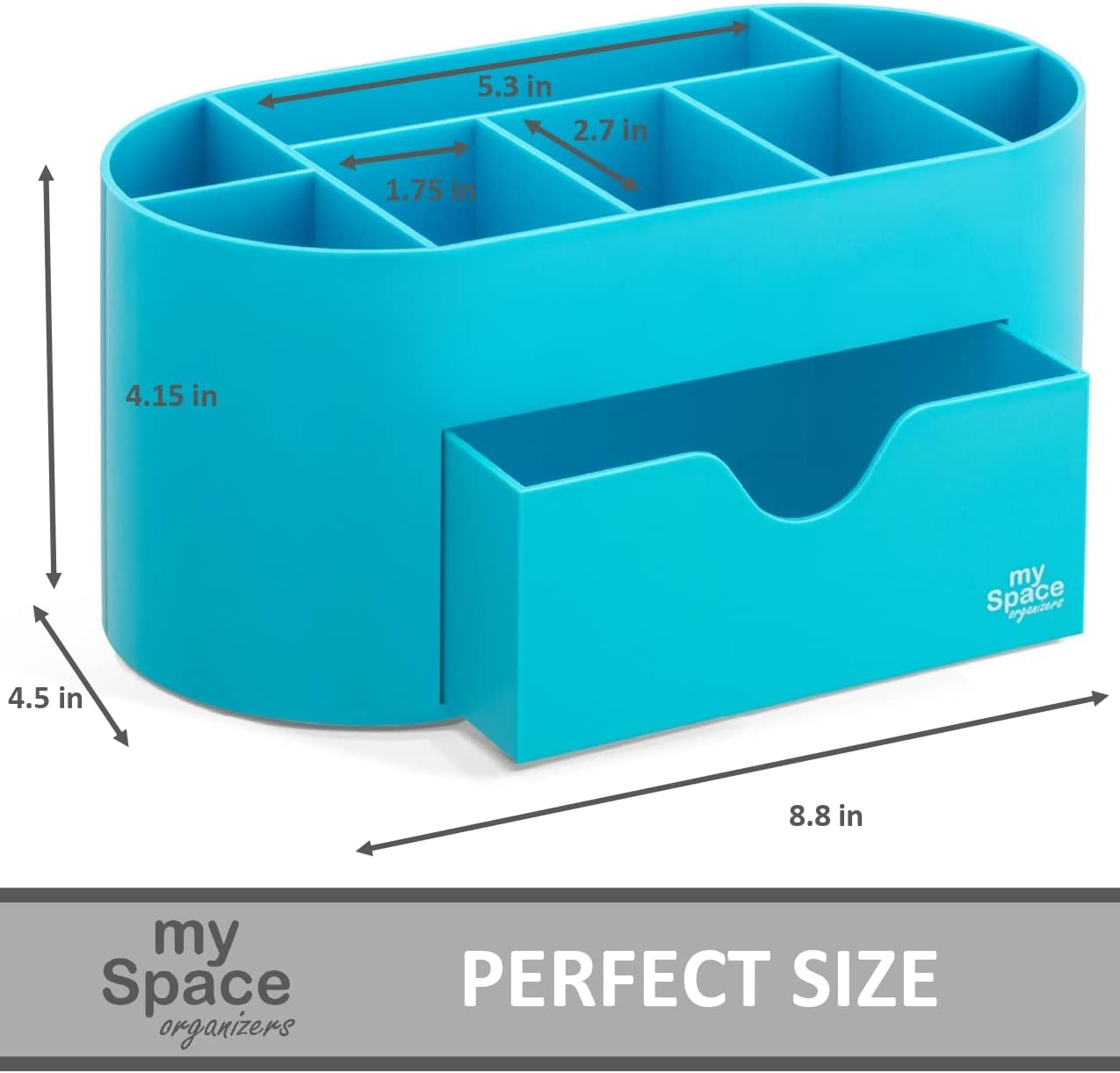 My Space Organizers Blue Desk Organizer for Office Supplies and Desk Accessories - Pen Holder Desktop Organization for Room College Dorm Home School (Blue)