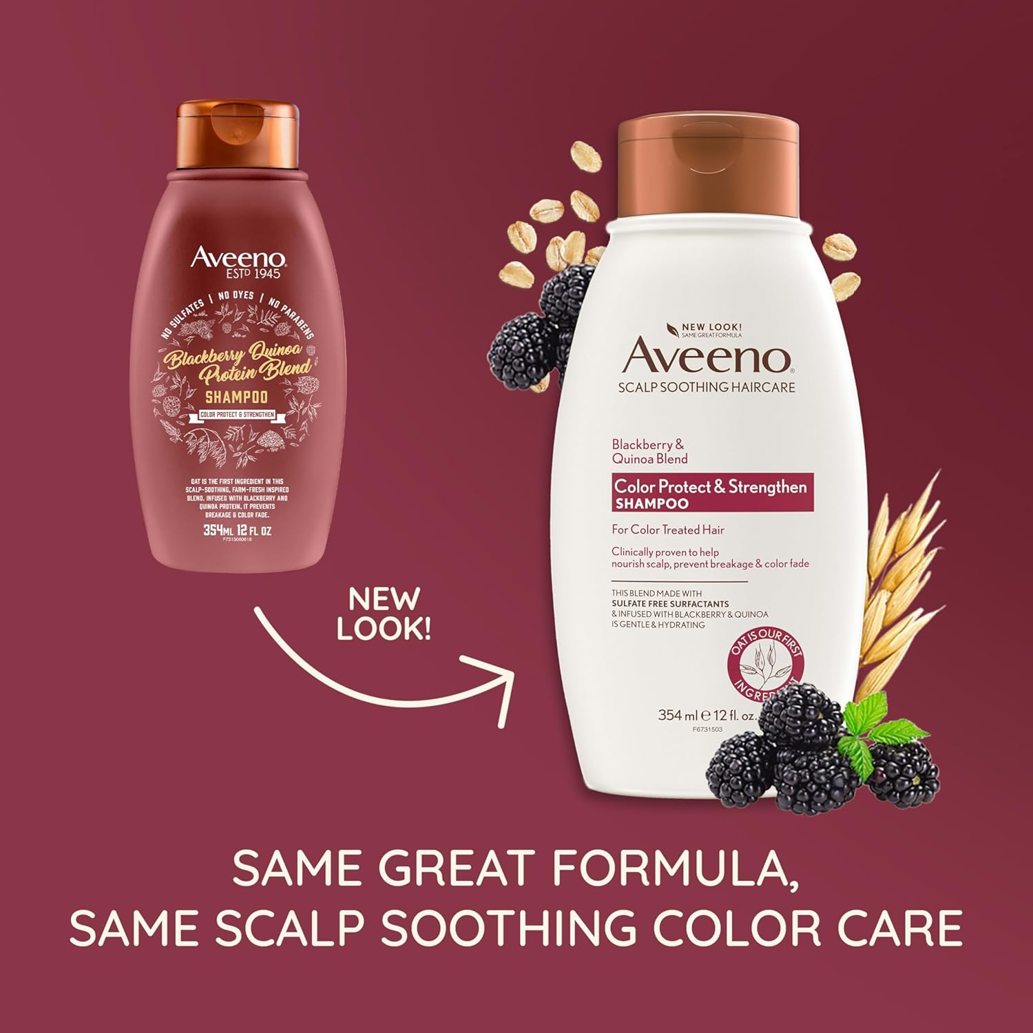 Aveeno Blackberry & Quinoa Strengthening Shampoo for Colour Treated Hair 354Ml