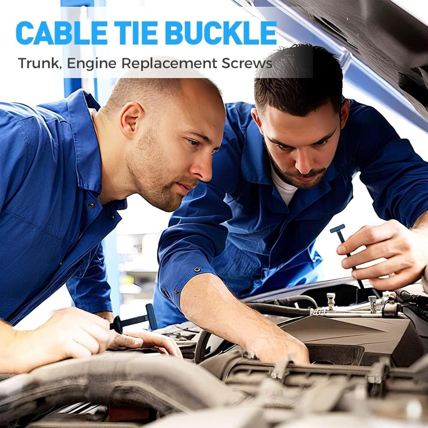 Zalizr 50 Pcs Heavy-Duty Nylon Universal Cable Tie Buckles with Pin & Button, Multipurpose Self-Locking Zip Tie Holders for Auto Repair, Cable Management, and Quick Fix Solutions image number 4