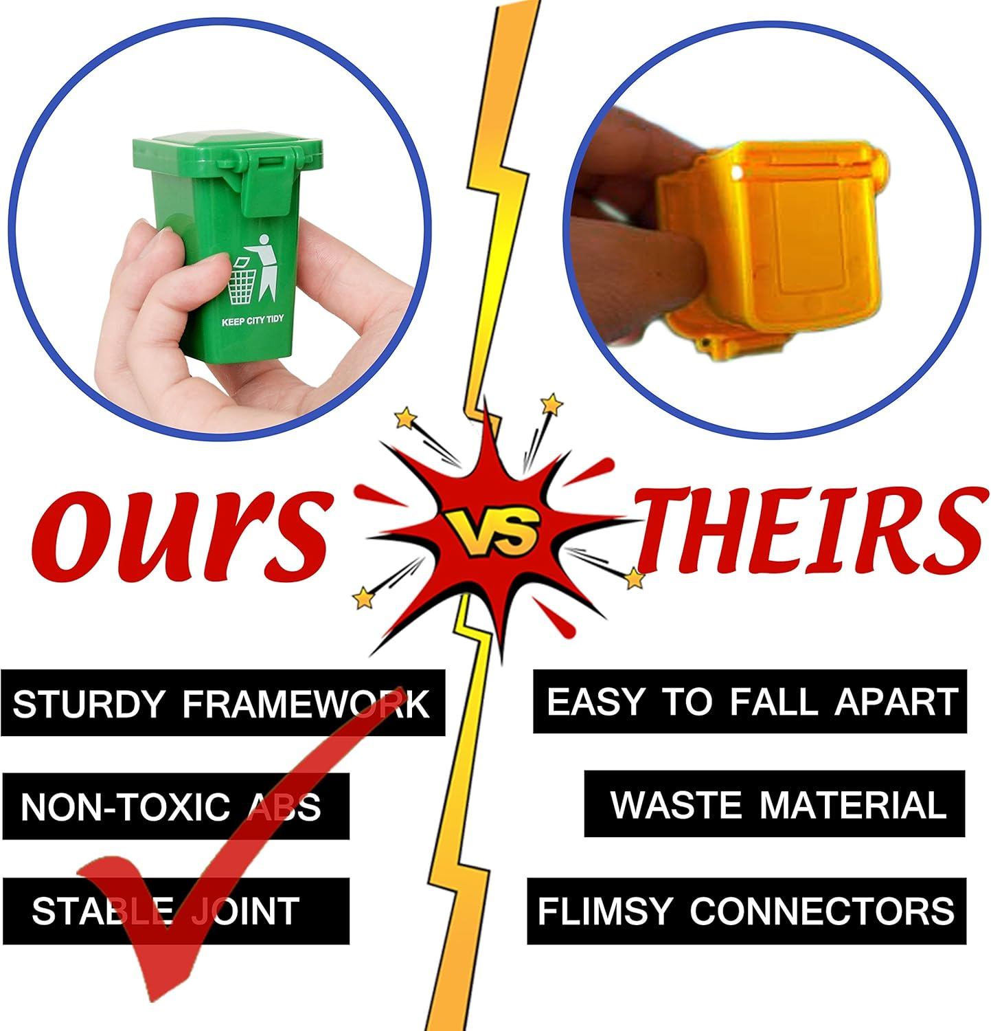 Trash Can Toy,Garbage Truck'S Trash Cans,Original Colour Mini Curbside Garbage Bin Trashcan Kids Toddlers Toys image number 6