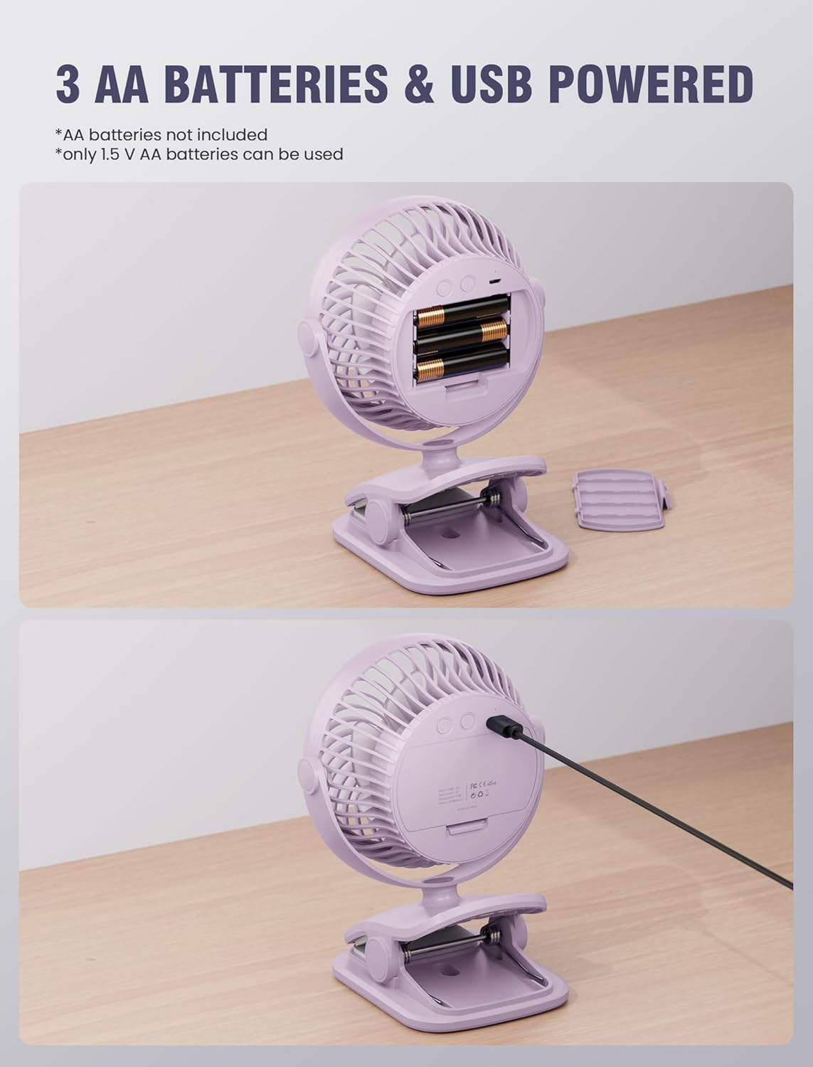 AA Battery Powered Clip on Fan with Aromatic Function,4 Speeds Battery Operated Portable Fans for Camp,Small Golf Cart USB Fan,Quiet Desk Fan with 360&deg;Rotation,Personal Dorm Fan for Home,Bed,Office image number 4