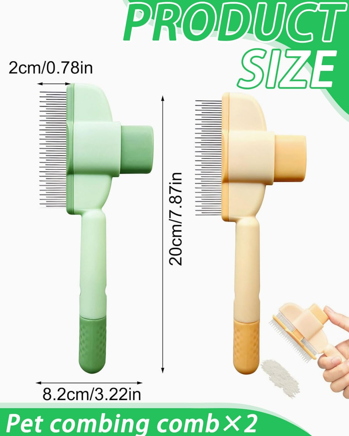 2 X Fur Shine Brush, Self-Cleaning Cat Brush, Massaging and Detangling Tangles and Hair, Fur Shine Brush, Suitable for Long and Short Haired Dogs, Cats and Pets image number 3
