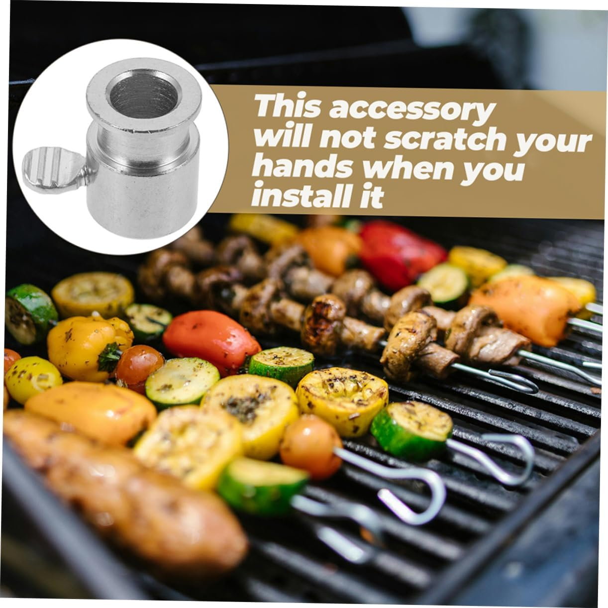 Milisten 2Pcs Outdoor Rotisserie Spit Rod Rack Grilling Rod Stopper Metal Grilling Bolt for Barbecue Grill Accessories for Spit Balance Fixator Use image number 4