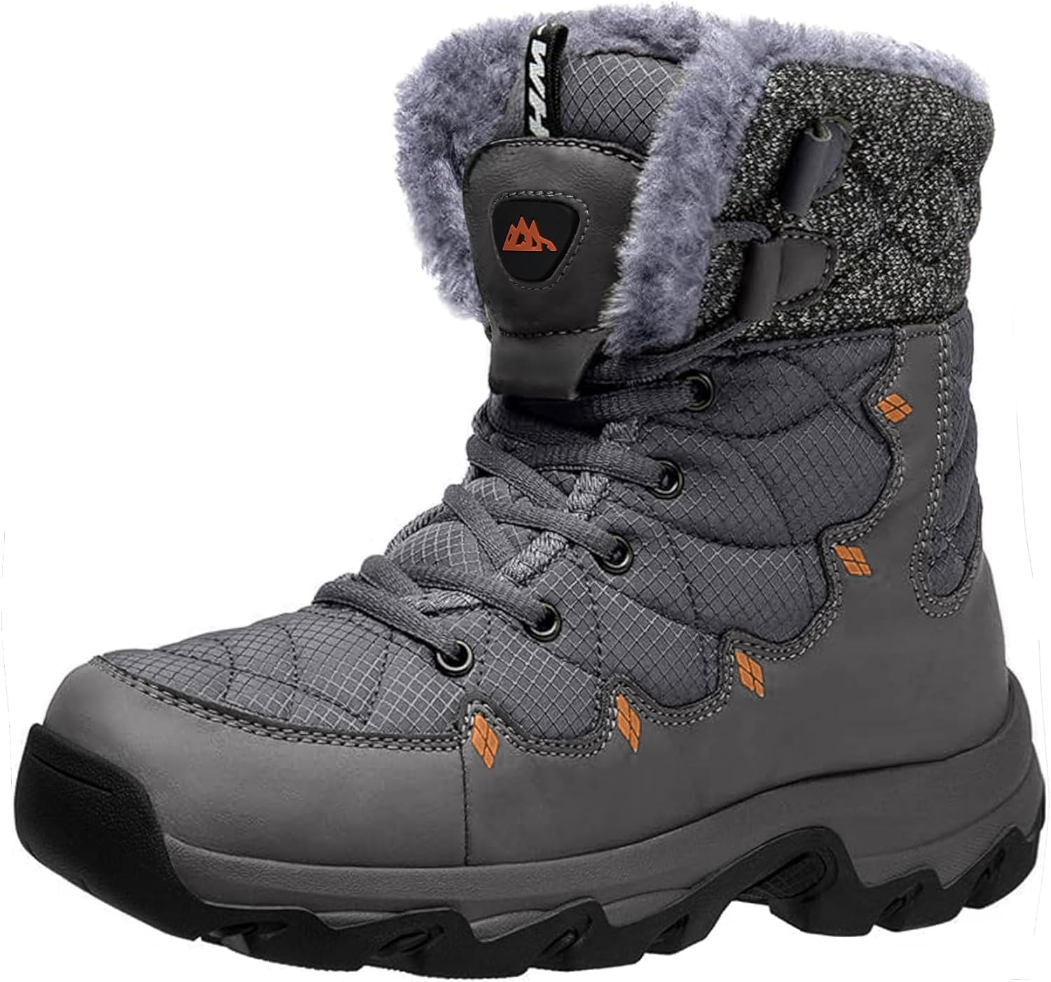TRAILBLITZ Men'S Winter Snow Boots Water Resistant Non Slip Warm Outdoor Lightweight Comfortable Durable 7.1 in Height Hiking Shoes, Grey, 11.5 image number 5