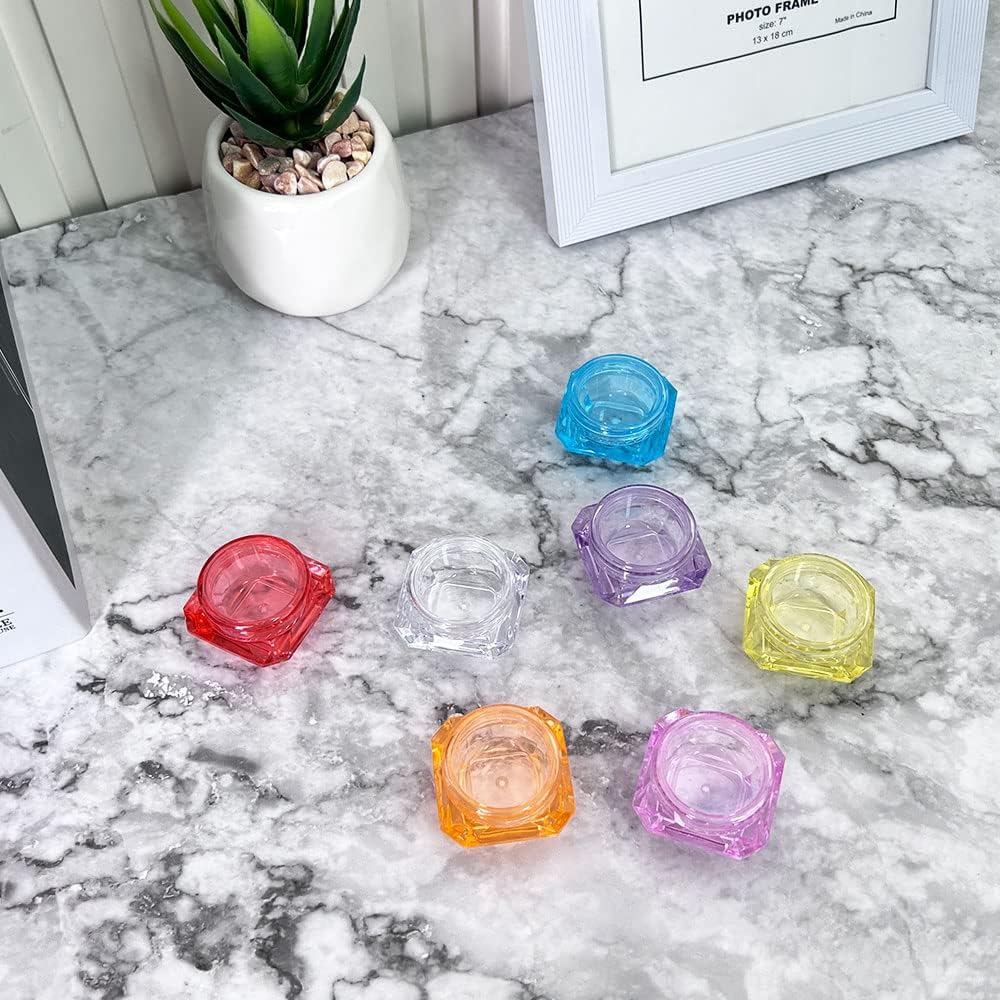 80Pcs 3Gram/5Gram Sample Empty Cosmetic Containers, Small Plastic Diamond Shape Pot Jars with 8 Mini Spatula for Eye Shadow Nails Lip Balm Cream Lotion (8 Color) image number 3