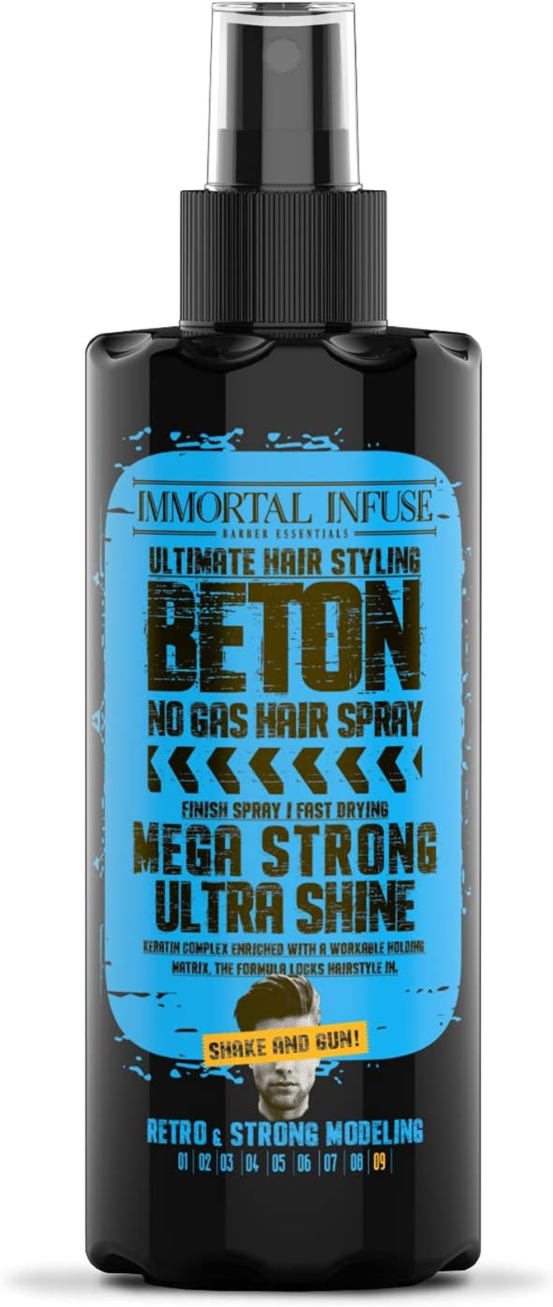IMMORTAL BETON NON AEROSOL FINISHING HAIR SPRAY - MEGA STRONG - ULTRA SHINE 200ML