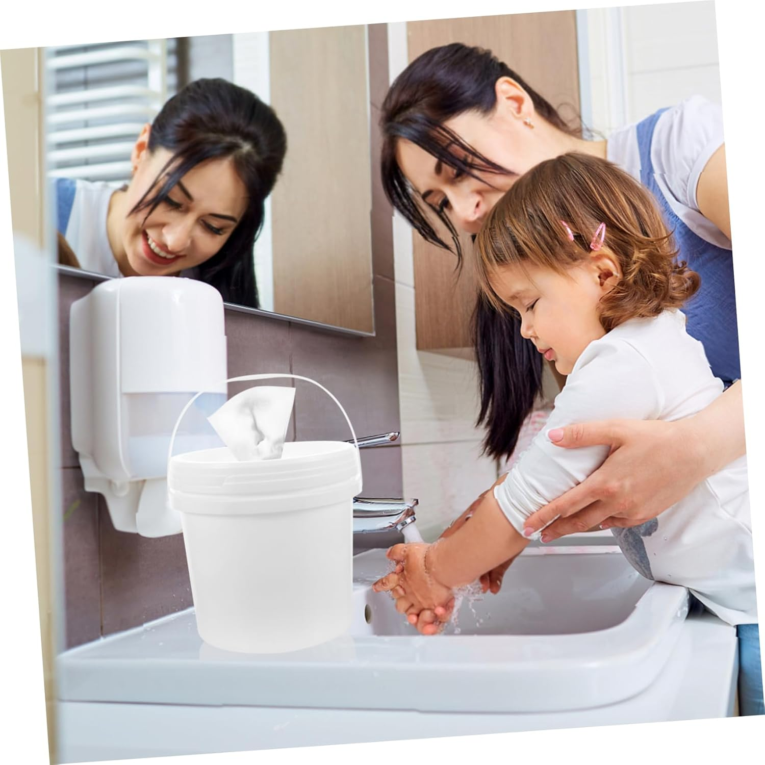 TIDTALEO Refillable Wet Wipes Dispenser Bucket 5L round Wipe Container Lid for Baby and Car Use Reusable Plastic Holder image number 2