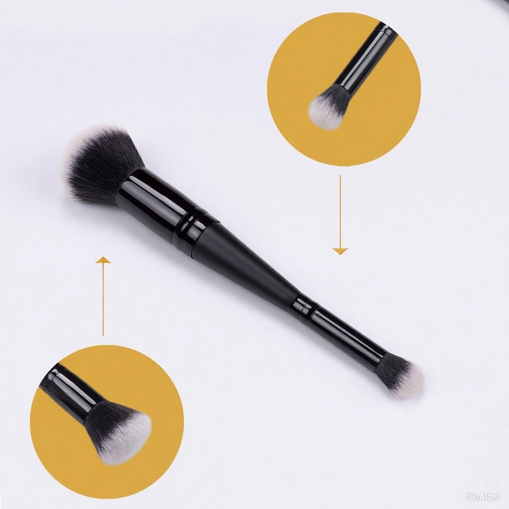 2 Pcs Makeup Brushes, 2 in 1 Dual-Ended Foundation Brush Multi-Functional Portable Beauty Brushes for Girls Women, Dual-Ended Cream + Powder Brush, Two-In-One Makeup Brush for Creating a Gorgeous image number 6