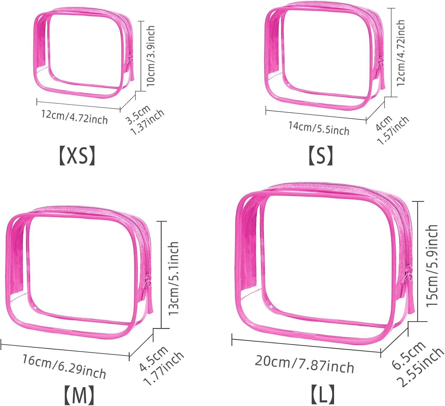 4 Packs Clear Bogg Beach Tote Bag with 4 Insert Hooks Accessories for Bogg Bags Travel Makeup Clean Toiletry Brush Organizer Cosmetic Divider Storage Inner Pouch (Bogg Clear Black, Pack of 8) image number 2