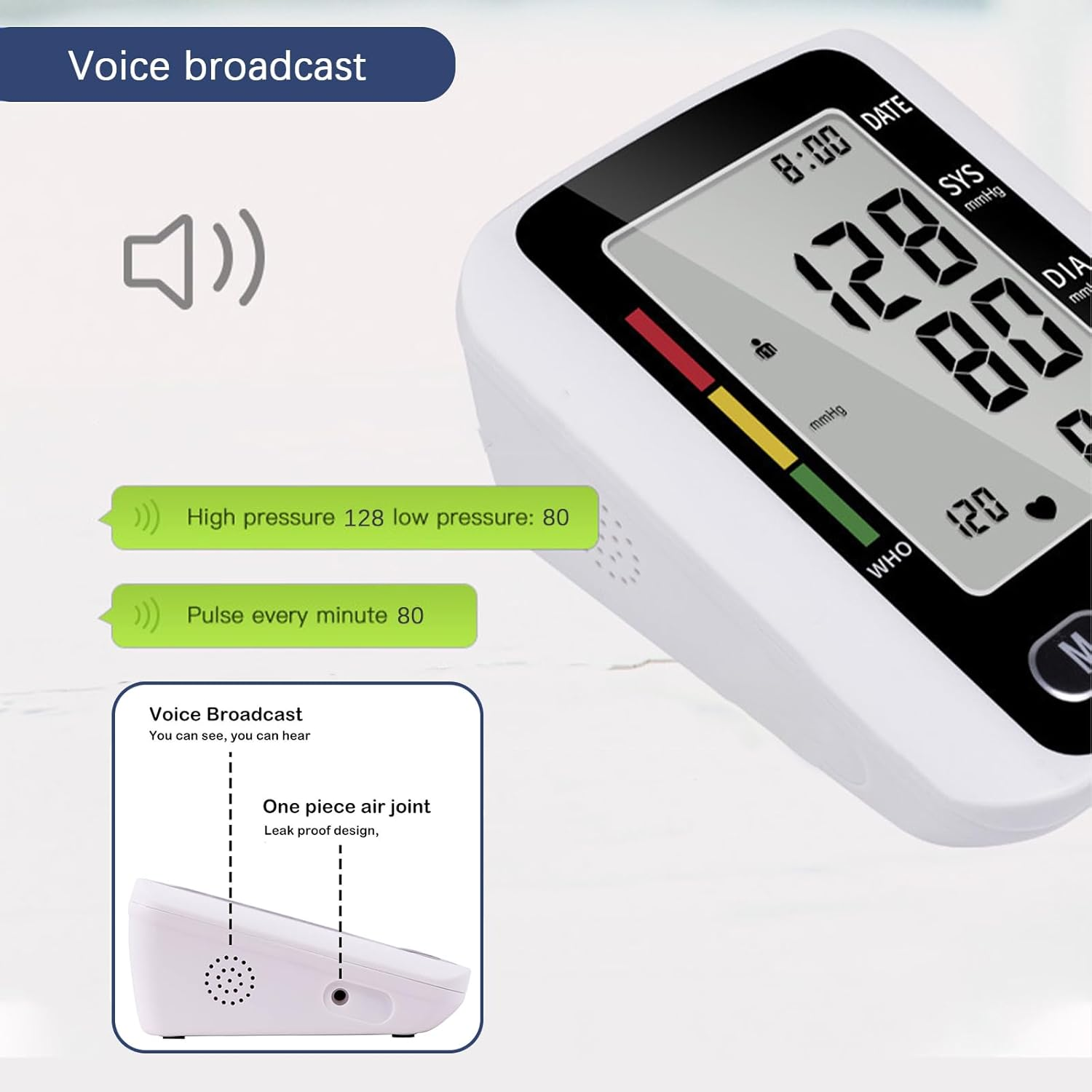 Blood Pressure Monitor for Home Use, Automatic Upper Arm BP Machine with Voice Announcement, 2 X 99 Memories, Large Screen & Adjustable Cuff, Easy to Use for Seniors image number 6