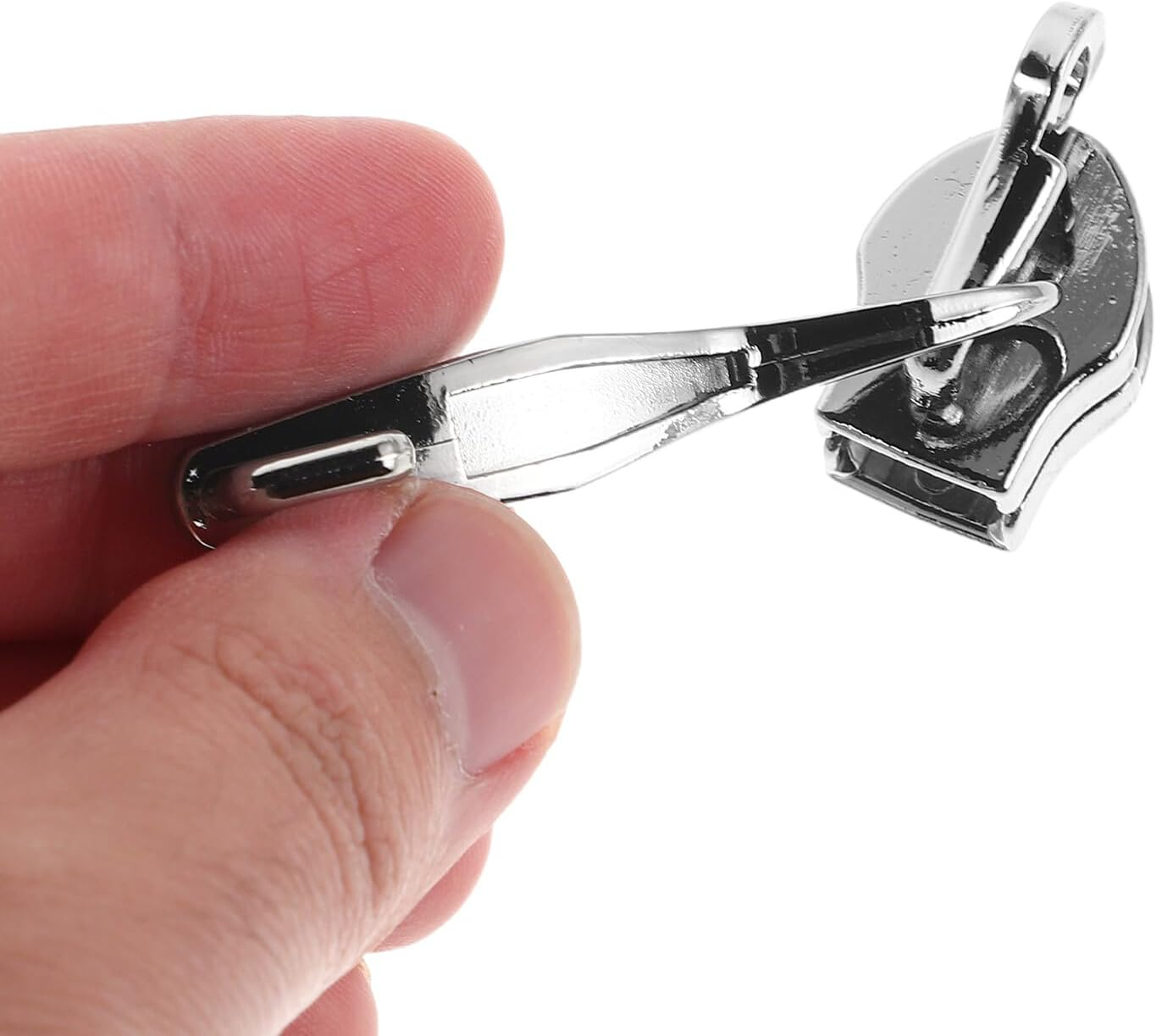 MOKKHNB 4 Pairs Lockable Zipper Pull Replacement Sliders for Suitcase Luggage, Nylon Double-Layer Explosion-Proof Zipper Heads in Mirror Silver, Travel Luggage Repair Kit image number 4