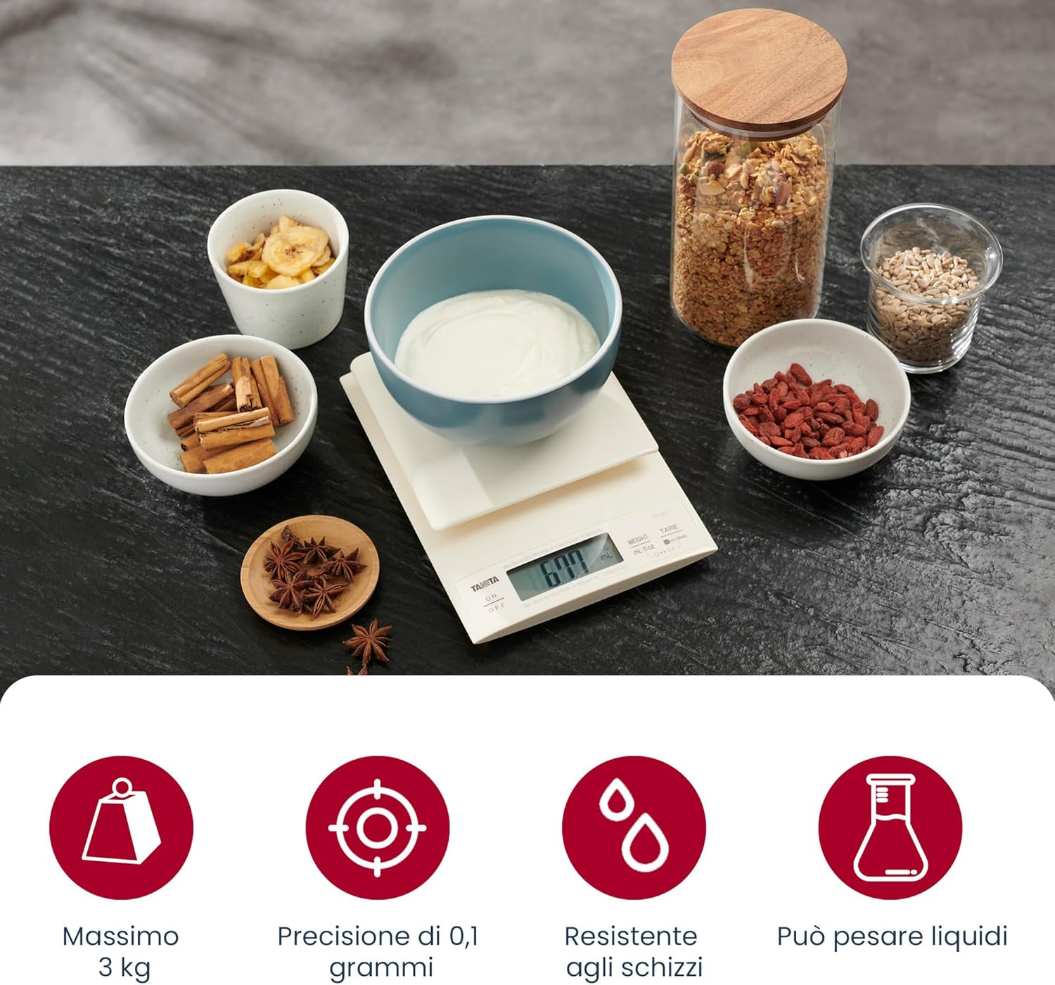 Tanita KD-320 Digital Kitchen Scale 3Kg-Cream