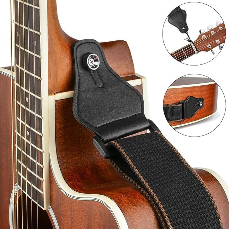 ROTOPATA Guitar Strap with Pick Holders, 2 Buttons 2 Locks 3 Guitar Picks, Cotton Strap with Leather Ends, Length Adjustable image number 6
