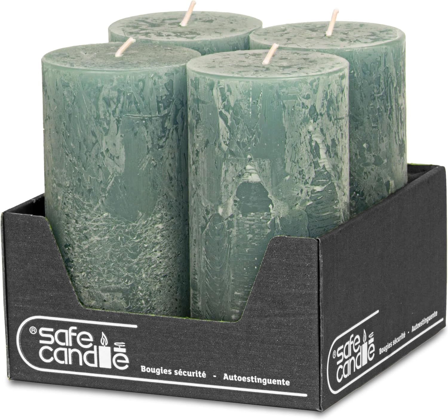 Rustic Pillar Candles, Set of 4, 140 X 70 Mm, Self-Extinguishing Safe Candle, Coloured RAL Certified, Burning Time Approx. 69 Hours, Made in Germany, Rustic Decorative Candles (Antique Pink)