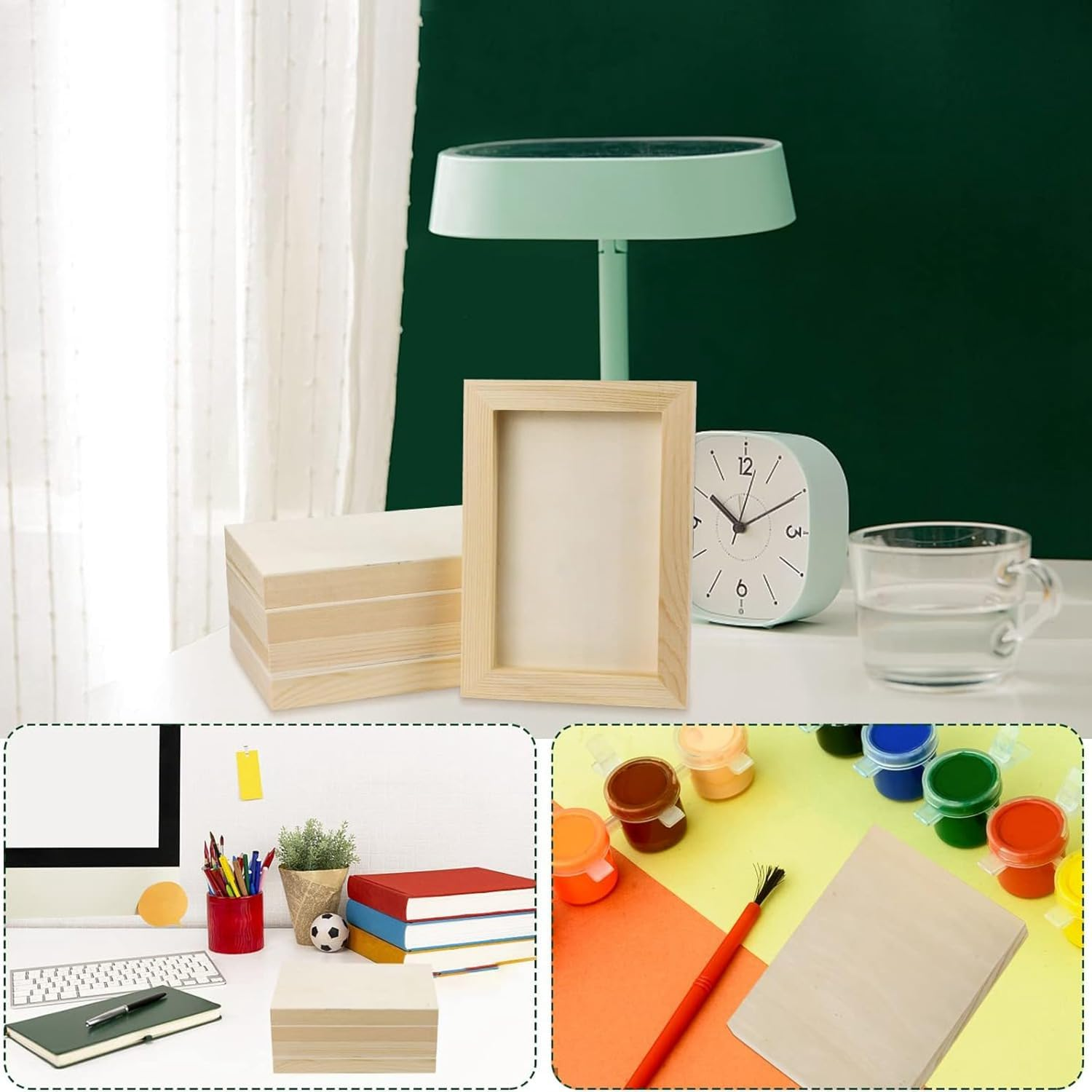 Elqater 10 Pcs 5.5X7Inch Wood Panel Boards, Unfinished Wood Canvas Wooden for Painting, Arts, Pouring Use with Oils, Acrylics image number 6