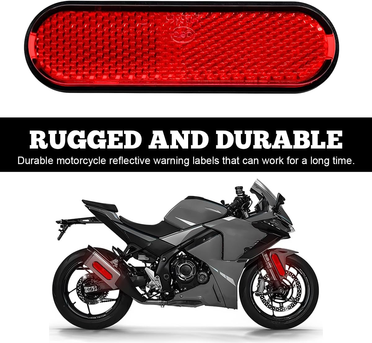 2 PCS Motorcycle Warning Reflectors, M6&times;1.0 Waterproof Plastic Reflective Warning Reflector, Motorcycle Rear Safety Reflector with Screw, Universal Motorcycle Accessories (L, Red) - A, Red image number 4