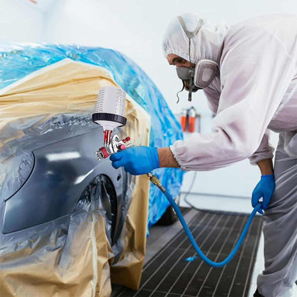 Alston HVLP Air Spray Gun Paint Gun 600CC Gravity Feed Cup Painting Tool with 3 Nozzle 1.4Mm 1.7Mm 2Mm Tips for Wall Fencing Decking Painting image number 4