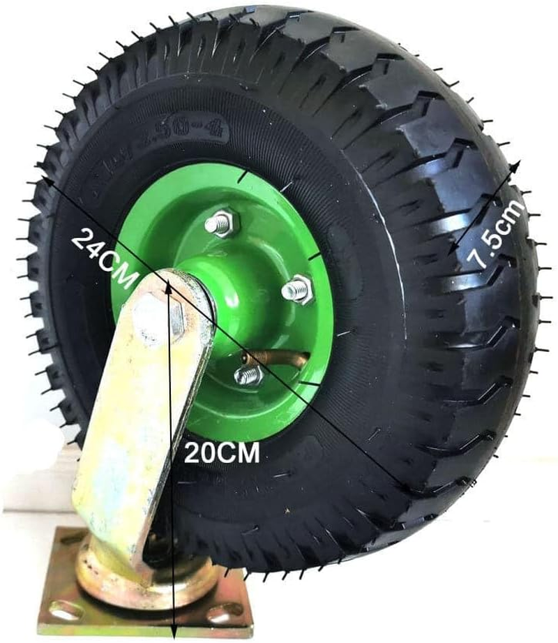 10Inch Swivel Castor Caster Pneumatic Tyres Tyre Wheels Trolley Cart Wheelbarrow image number 3