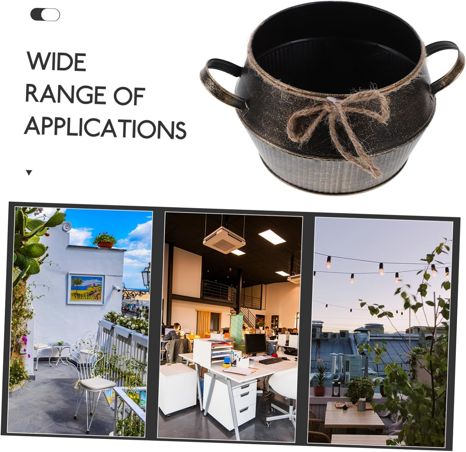 Vintage Iron Planter Creative Flower Pot Decorative Plant Pots with Handles for Home image number 1