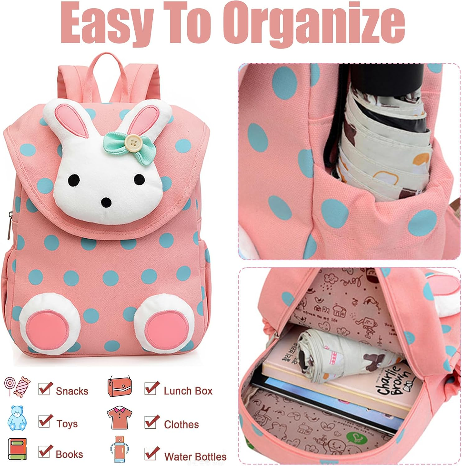 Xinyanmy S&uuml;&szlig;e Kaninchen Babyrucksack Kinderrucksack F&uuml;r Baby M&auml;dchen Kleinkinder 1-3 Jahre Im Kindergarten image number 5