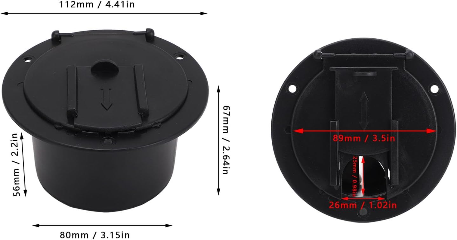 Round Cable, Snap on Cover, Made of ABS, Fits 2-3/4 Dia. Hole, for RV Trailer Motorhome, Uv-Stabilized Plastic, Snap Lock Door, Accepts up to 50 Amp Cord image number 6