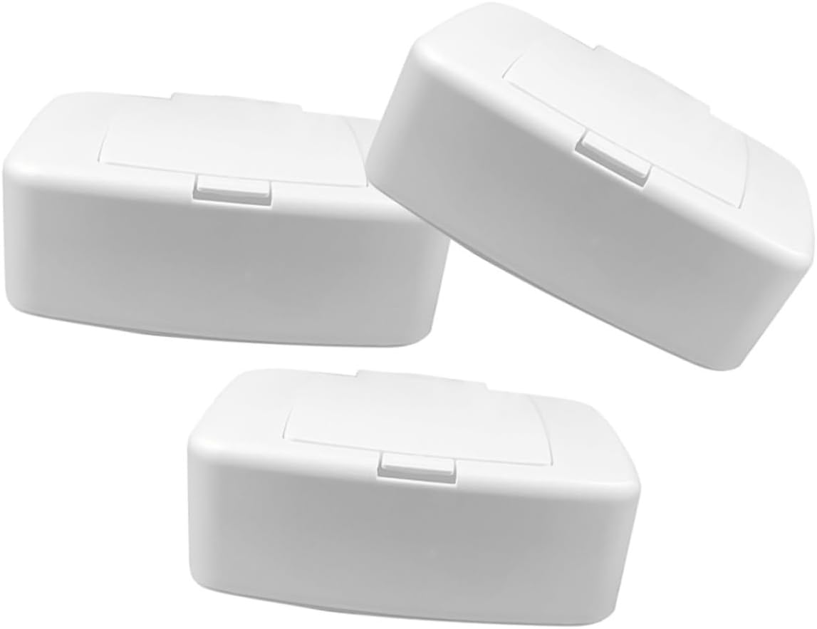 3Pcs Wet Tissue Container for Home and Nursery Keeps Wipes Fresh Easy One-Handed for Kitchen and Bathroom Use image number 1