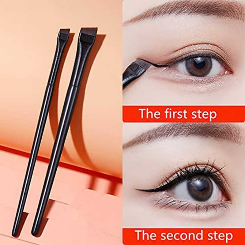 CJESLNA Fine Angled Eyeliner Brushes, Eye Liner Brush, Fine Angled Eyeliner Eyebrow Concealer Brushes,Ultra Thin Slanted Flat Angle for Beauty Cosmetic Tool (BLACK) image number 2