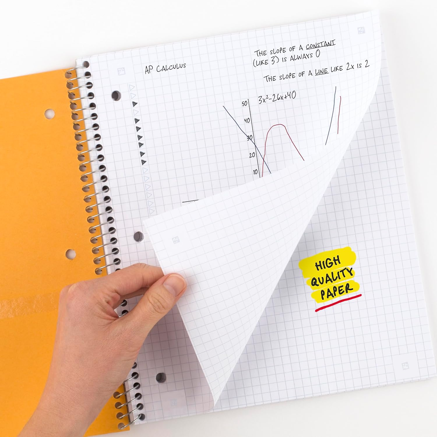 Five Star Spiral Notebook, 1 Subject, Graph Ruled Paper, Fights Ink Bleed, Water Resistant Cover, 8-1/2" X 11", 100 Sheets, Black (73679) image number 3