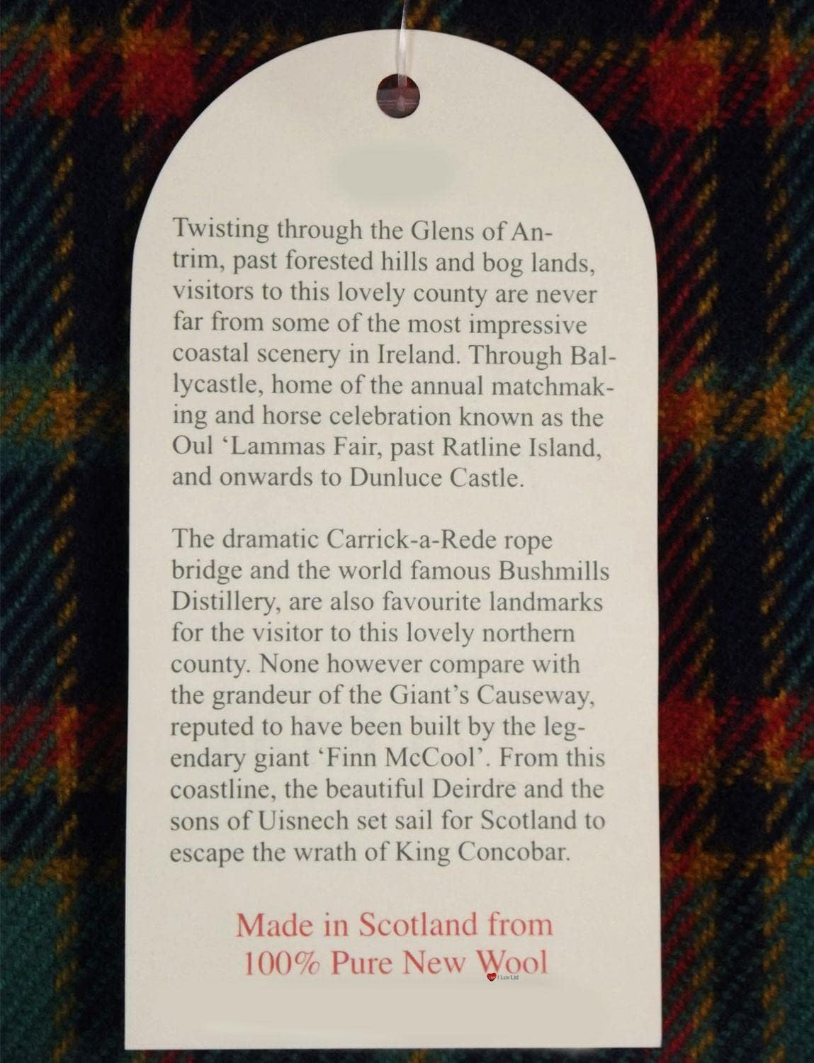 Mens Scarf & Tie Gift Set Irish County Antrim Tartan Plaid 100% Wool image number 2