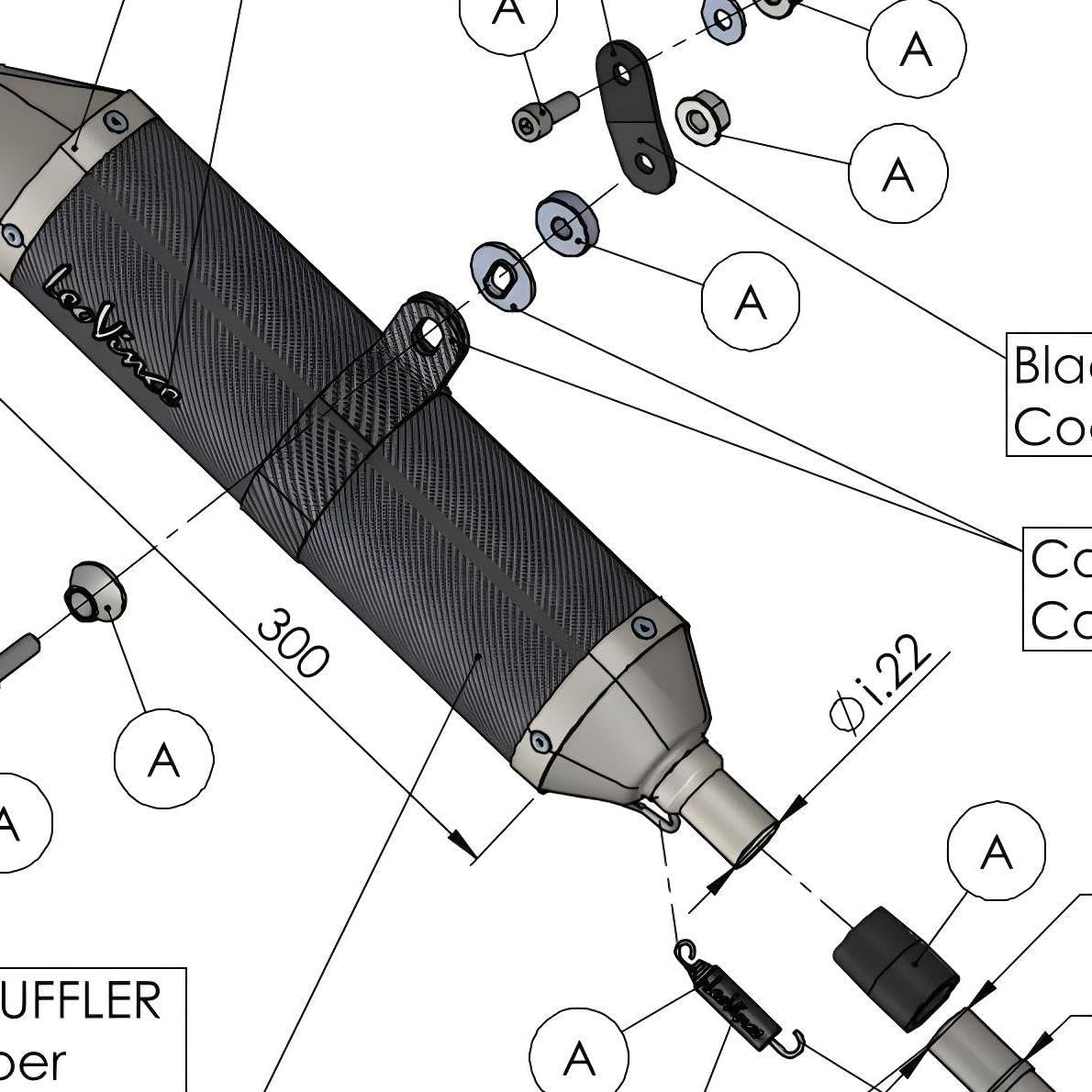 Exhaust Clamp Replacement Part Set Leovince Clamp Exhaust System SFX2 Carbon image number 4