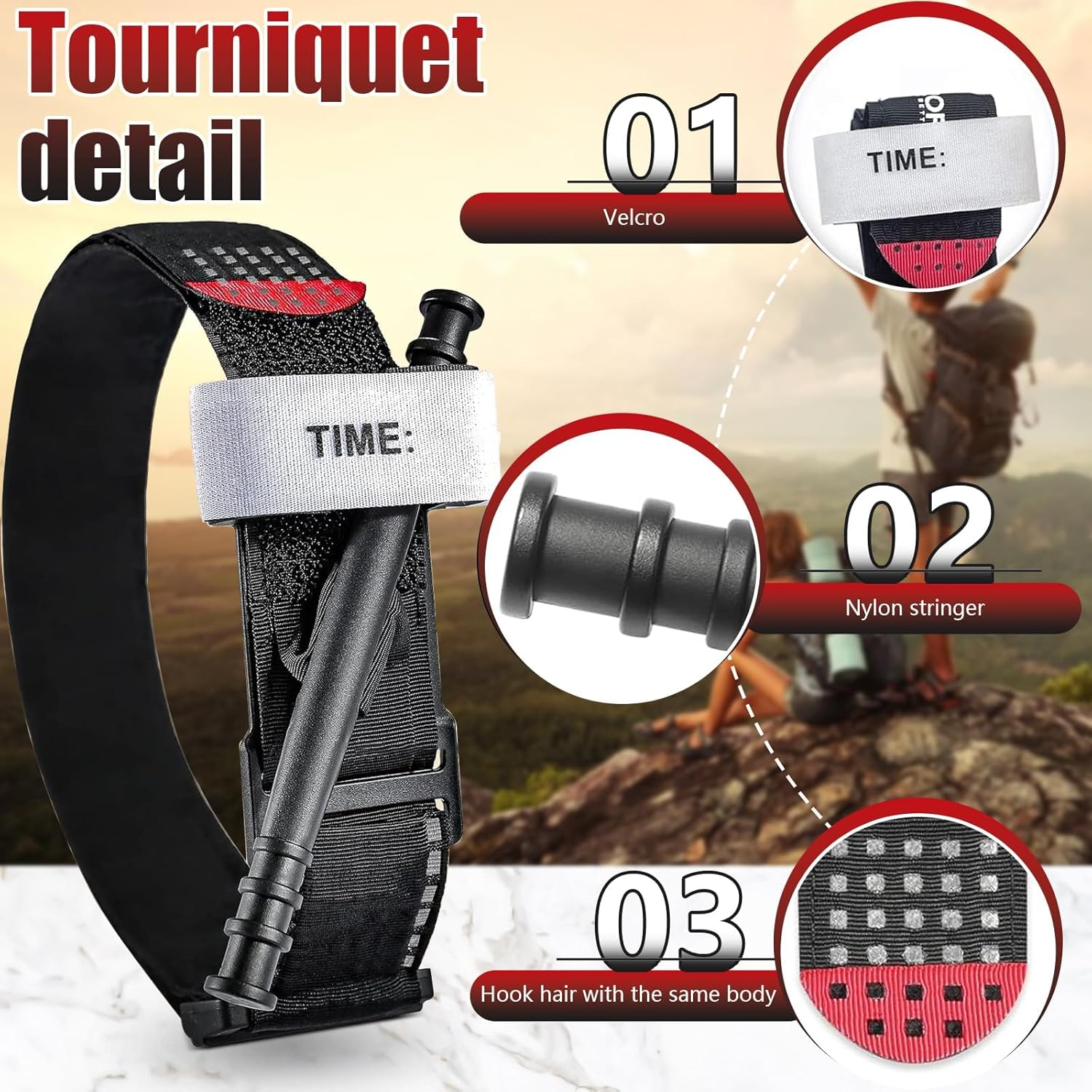 Tourniquets for Deep Cuts, Artery Bleeding, Gunshot Wounds, 2 Pcs Emergency Tourniquets, Outdoor Tourniquets for First Aid, Hemorrhage Control, Severe Emergencies, Occluding Blood Flow