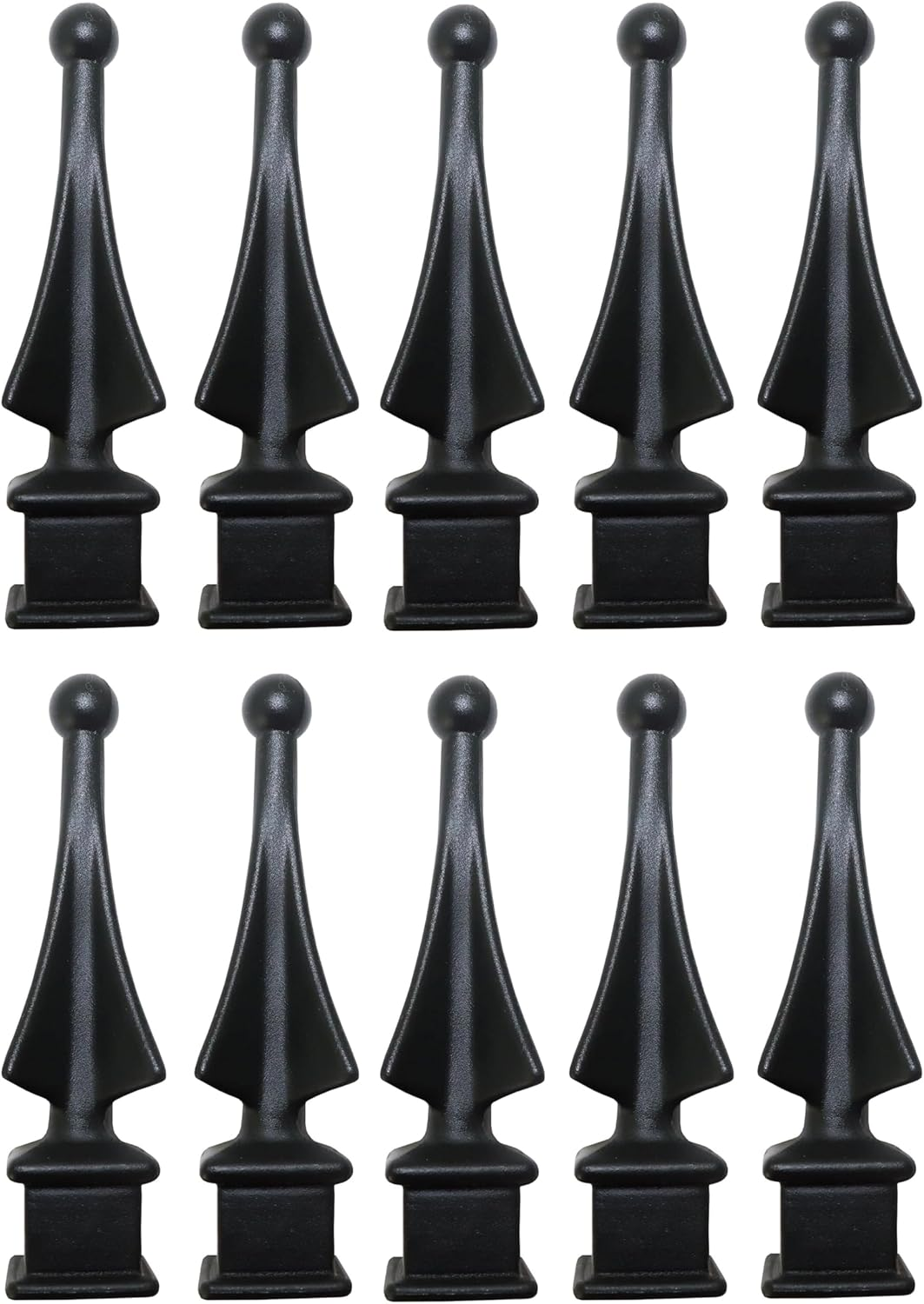 3/4" Black Plastic Four-Sided Spire Wing Tip Finial Fence Topper for Iron Picket Fence (50, 3/4")
