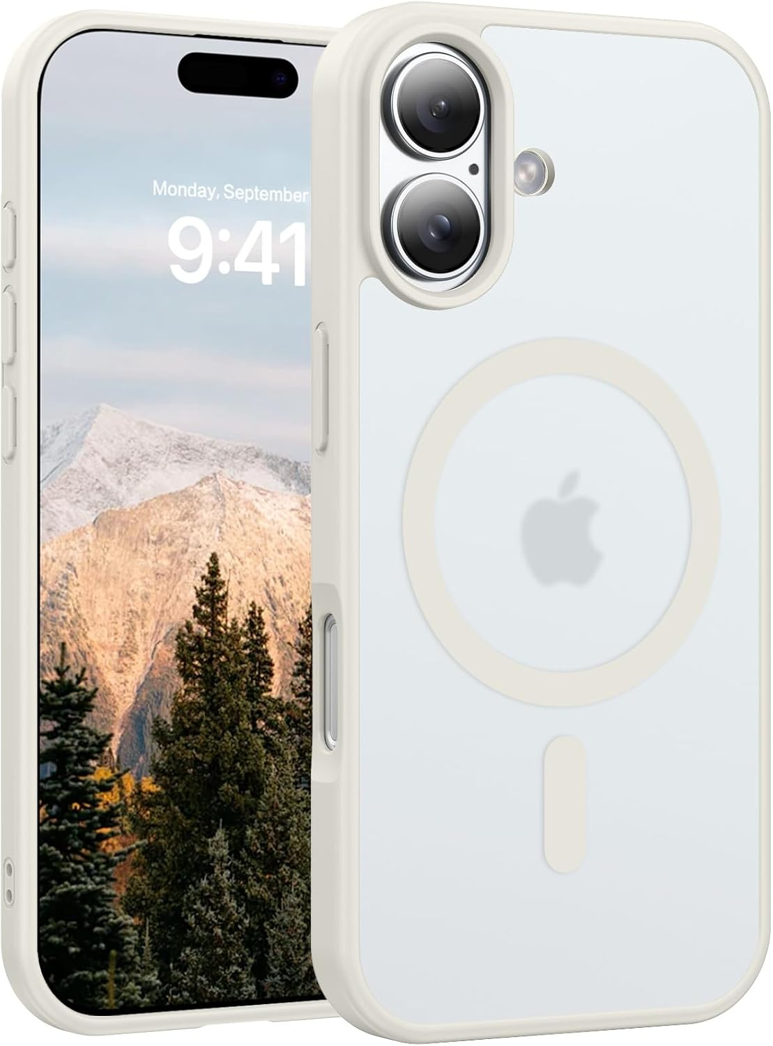 Guagua Mobile Phone Case for Iphone 17 Case [Compatible with Magsafe] Matte Magnetic Back Translucent Shockproof Drop Protection Protective Case Thin Case for Iphone 17 (6.3 Inch) Beige image number 1