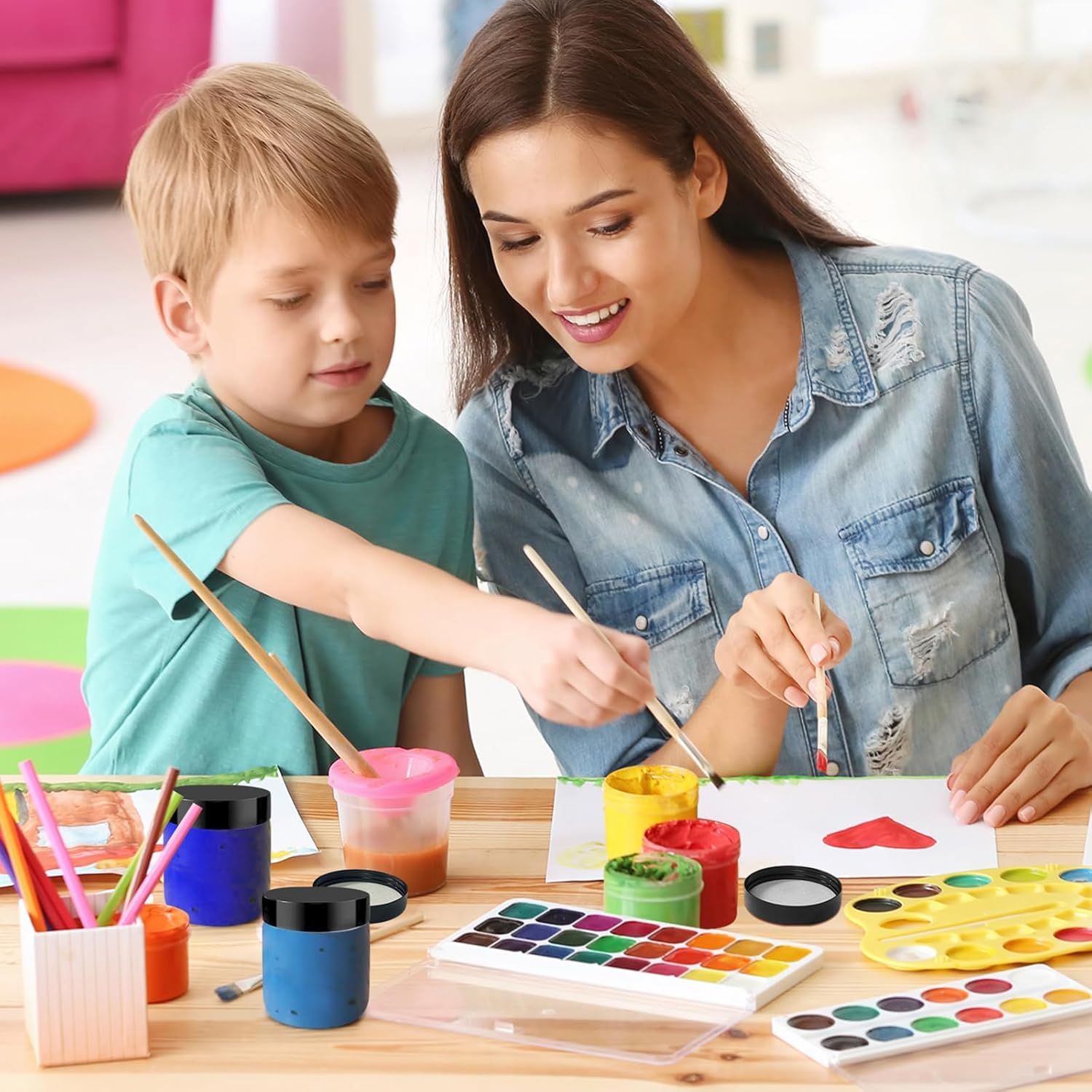 50 Pack 4 Oz Clear Plastic Jars with Lids - Small/Mini Containers for Slime, Ointments, Creams, Samples, Eyeshadow, Travel Storage, Makeup, Lotion, and Body Butter. image number 3