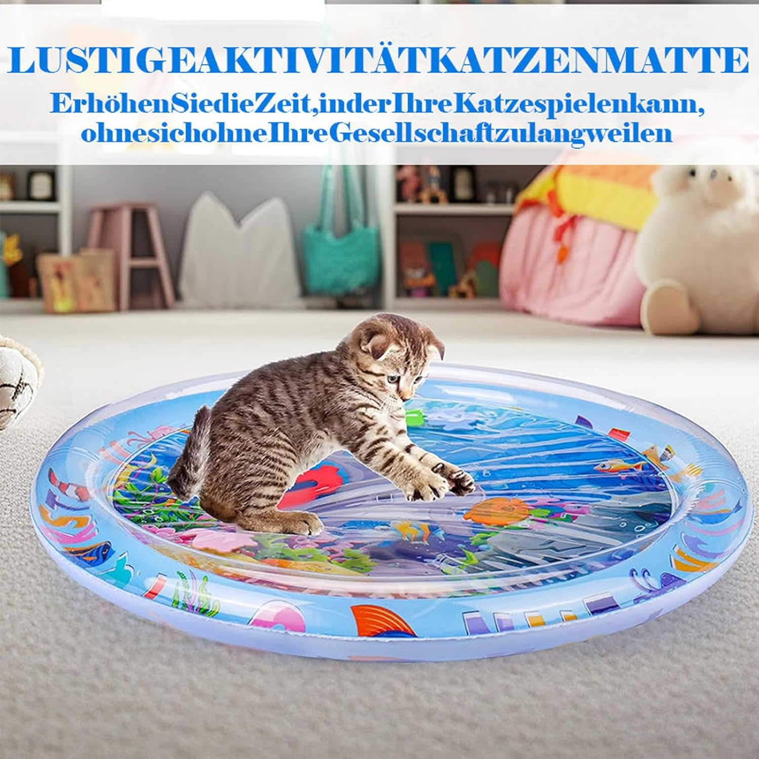 Summer Water Mat for Pets, Sensory Water Play Mat for Cats, Summer Water Play Mat, Interactive Cat Toy, Water Mat Water Toy for Cats, Dogs (E, 1) image number 3