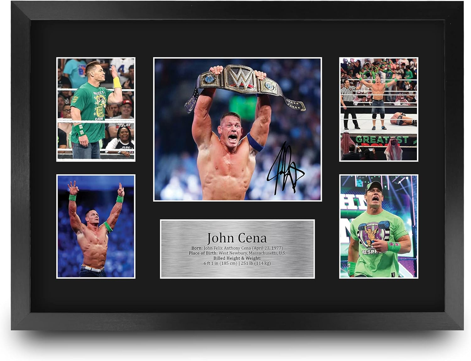 HWC Trading FR A3 John Cena Wrestling Gifts Printed Signed Autograph Picture for WWE & WWF Memorabilia Fans - A3 Framed