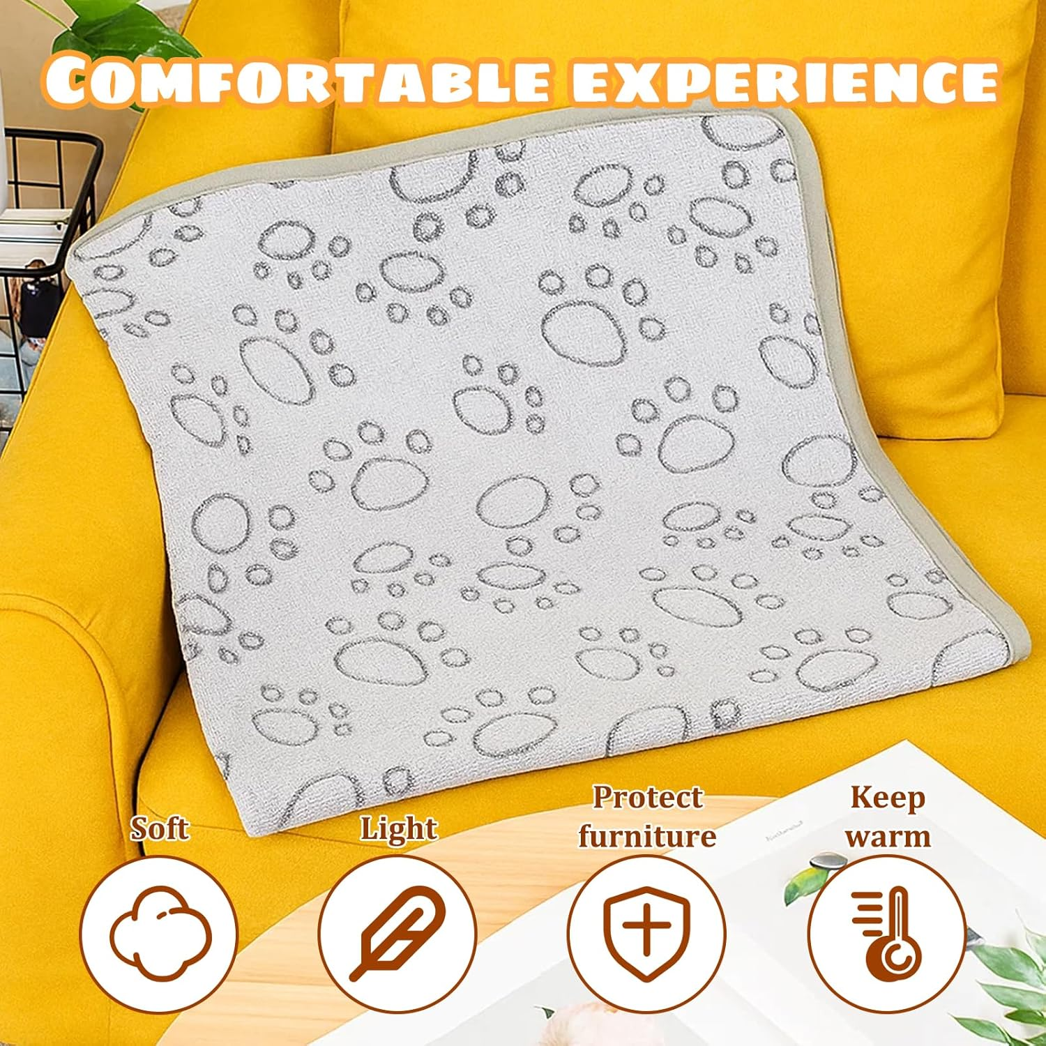 Ycelon Cat Blanket, Pack of 3 Fluffy Dog Blankets, Soft Pet Blanket for Small Dogs and Cats, 40 X 60 Cm, Ideal for Sofa, Car and Cage