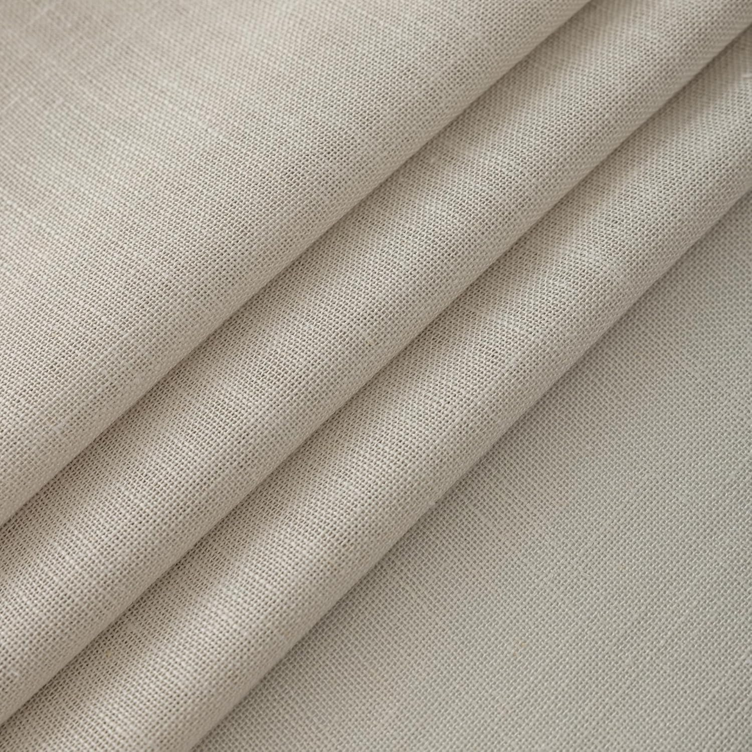 VOILYBIRD Natural Linen Semi Sheer Curtains Tab Top Light Filtering Elegant Curtains & Drapes for Living Room 52 X 84 Inch Length, 2 Panels, Linen Beige image number 3