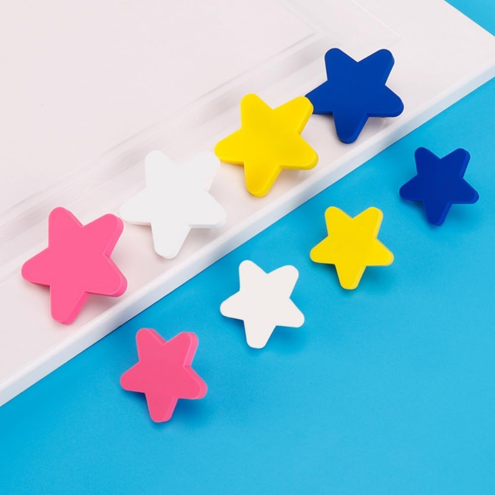 Mhwan Cabinet Knobs, Pack of 9 Soft Rubber Anti-Collision Drawer Knobs, Children, Stars, Moon, Clouds Knob for Cupboard, Furniture Knobs, Children, Furniture Knob and Cabinet Door Knobs for Baby Safety (White) image number 1