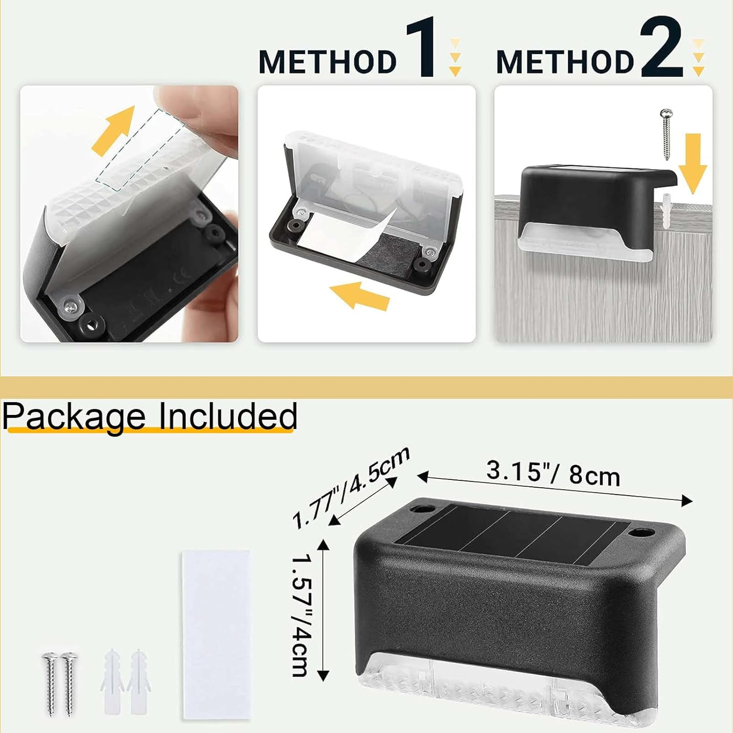 Solar Deck Lights Outdoor 18-Pack,Solar Lights Outdoor for Patio LED Waterproof Lighting Black Solar Step Lights for Outdoor Stair, Deck,Patio,Yard, Fence (18 Pack-Warm Light) image number 4